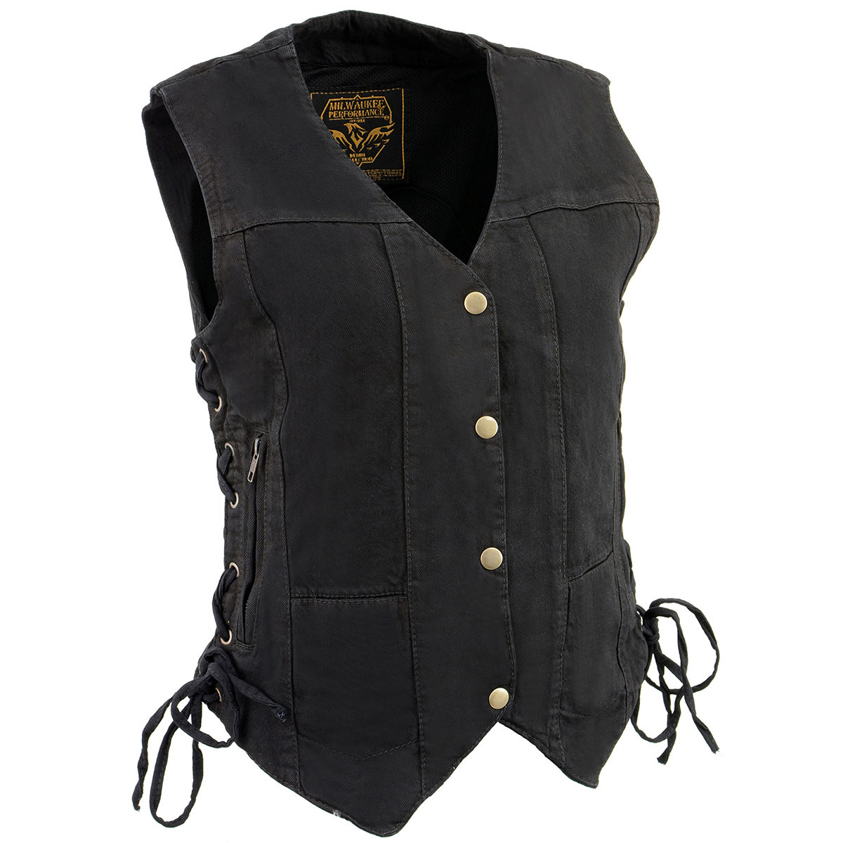 Milwaukee Leather MDL4020 Women's Classic Black '6 Pocket' Side