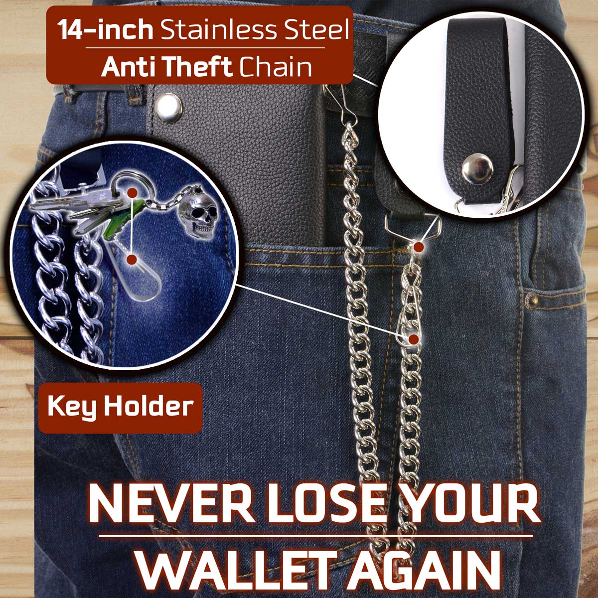 Milwaukee Leather Men's Genuine Leather Bi-Fold Biker Wallets w/ Anti-Theft - Imagen 119 de 234
