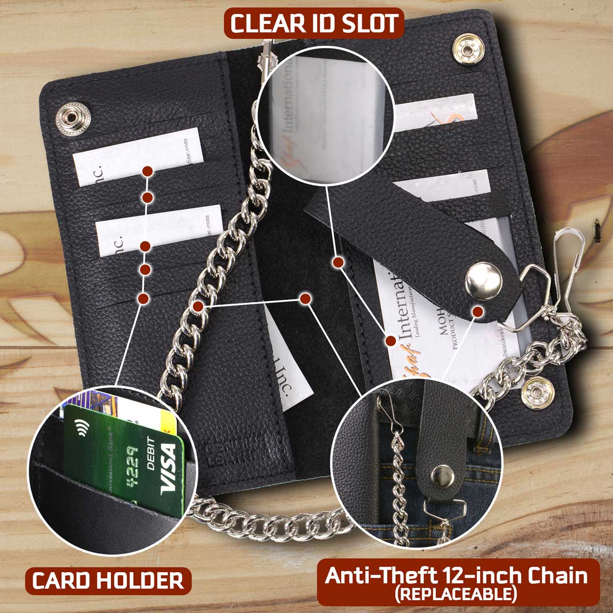 Milwaukee Leather Men's Genuine Leather Bi-Fold Biker Wallets w/ Anti-Theft - Imagen 117 de 234