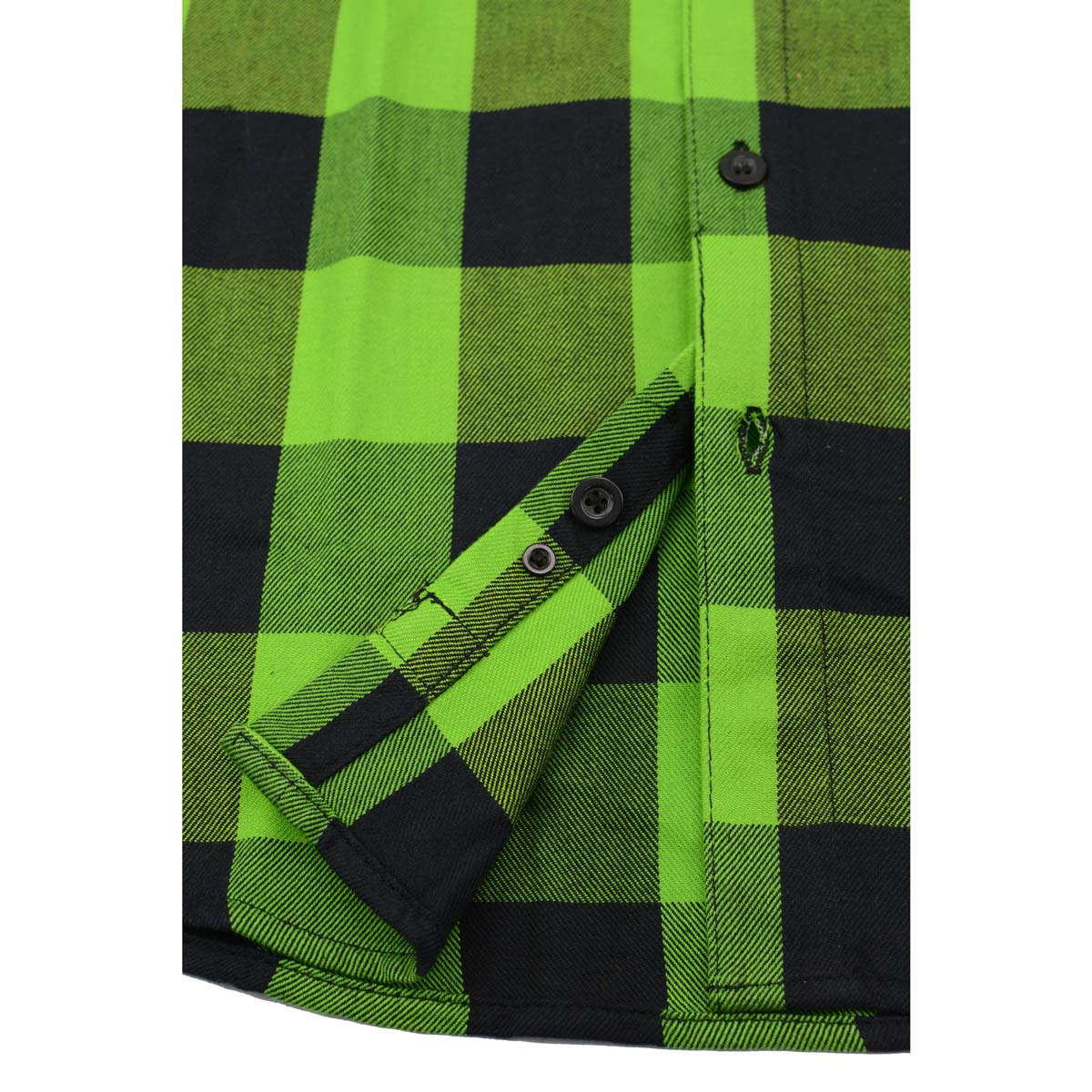 Milwaukee Leather Men's Flannel Plaid Shirt Black and Neon-Green Long Sleeve