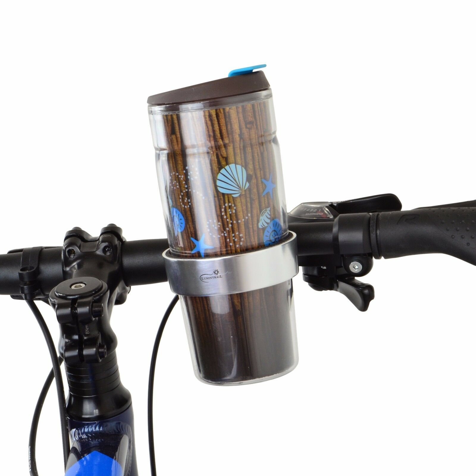 Lumintrail Bike Handlebar Cup Holder, Aluminum for Travel Mugs