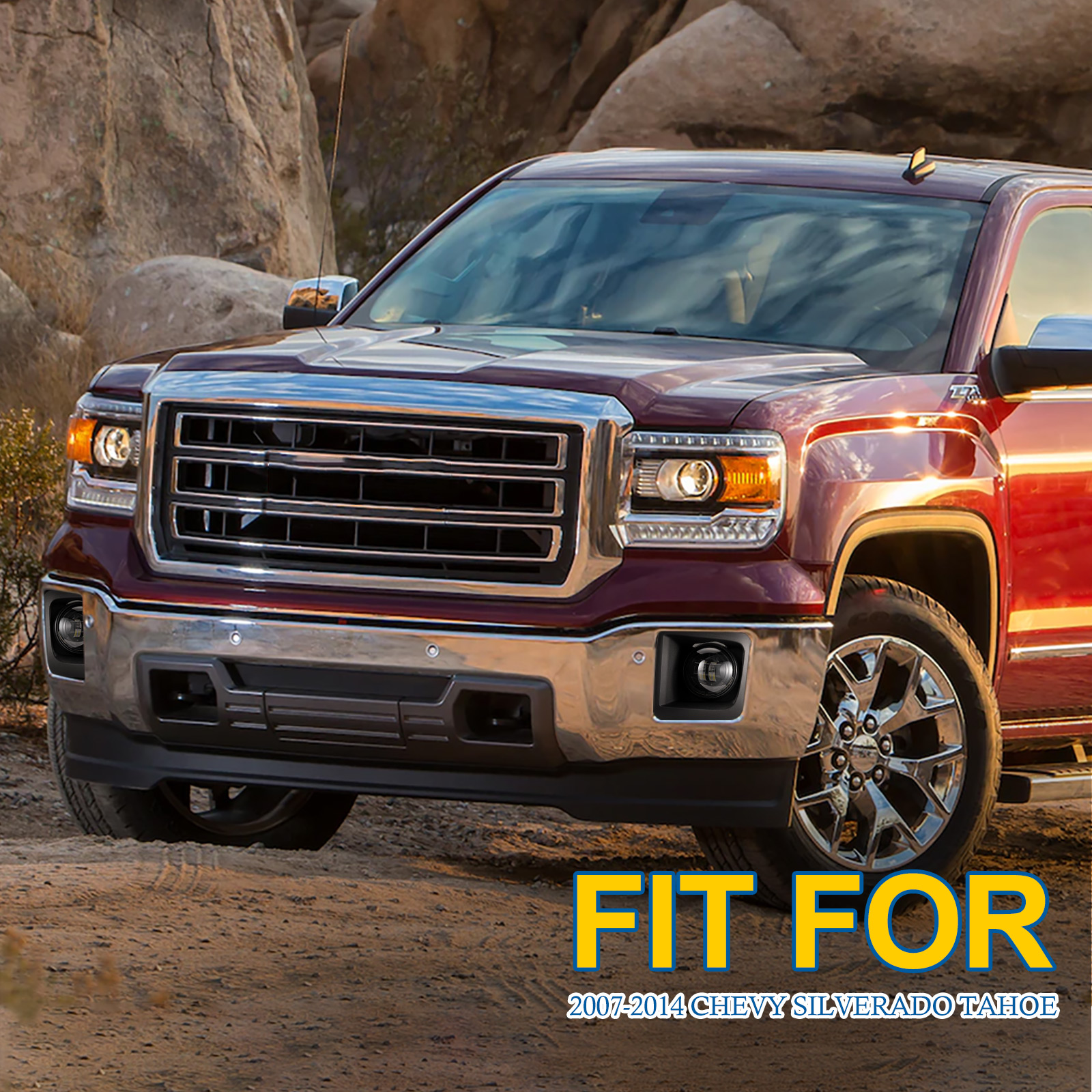 I1MOTOR LED Fog Light Kit For 2014-2015 GMC Sierra 1500 - Cold White With Wiring & Switch
