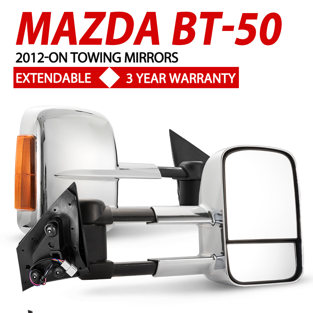 Extendable Towing Mirrors For Mazda BT50 2012ON Pair Chrome With Indicators eBay