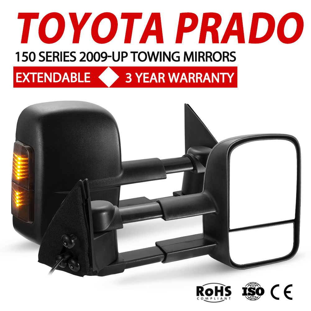 Pair Extendable Towing Mirrors For Toyota Prado 150 Series 2009Current