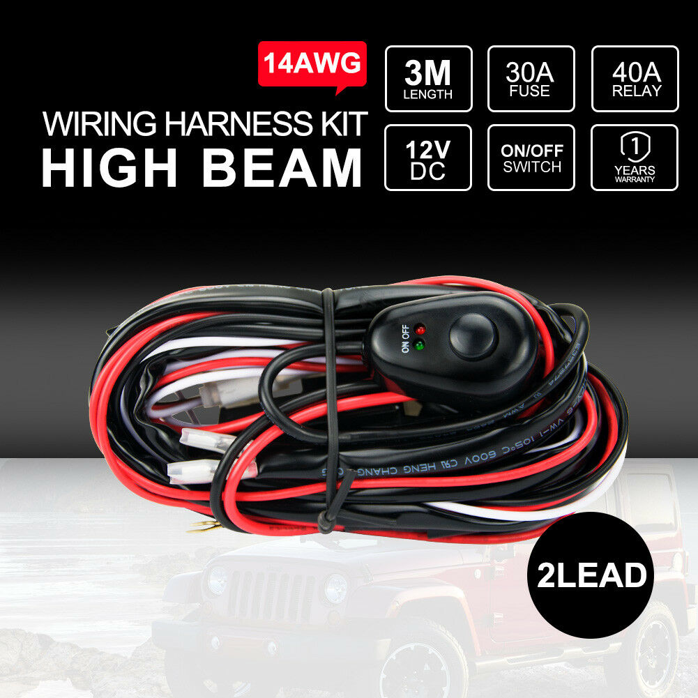 DC 12V 30A Wiring Harness kit Loom 14AWG Wire For LED LIGHT BAR Driving