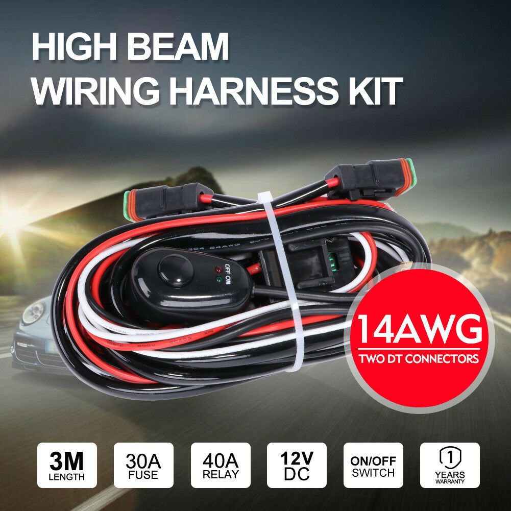 Wiring Loom Harness Kit 12v Dc Relay Switch 30a Fuse Led