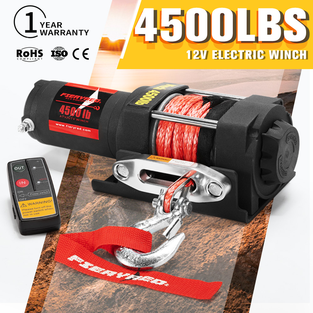 Winches Automotive 1 Year Warranty FieryRed 12V 4500LBS Electric