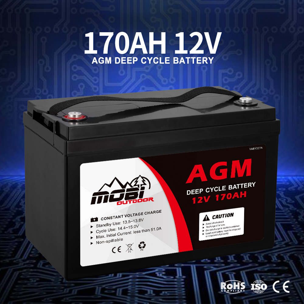 MOBI 170Ah 12V AGM Deep Cycle Battery Marine Sealed Power Portable Box