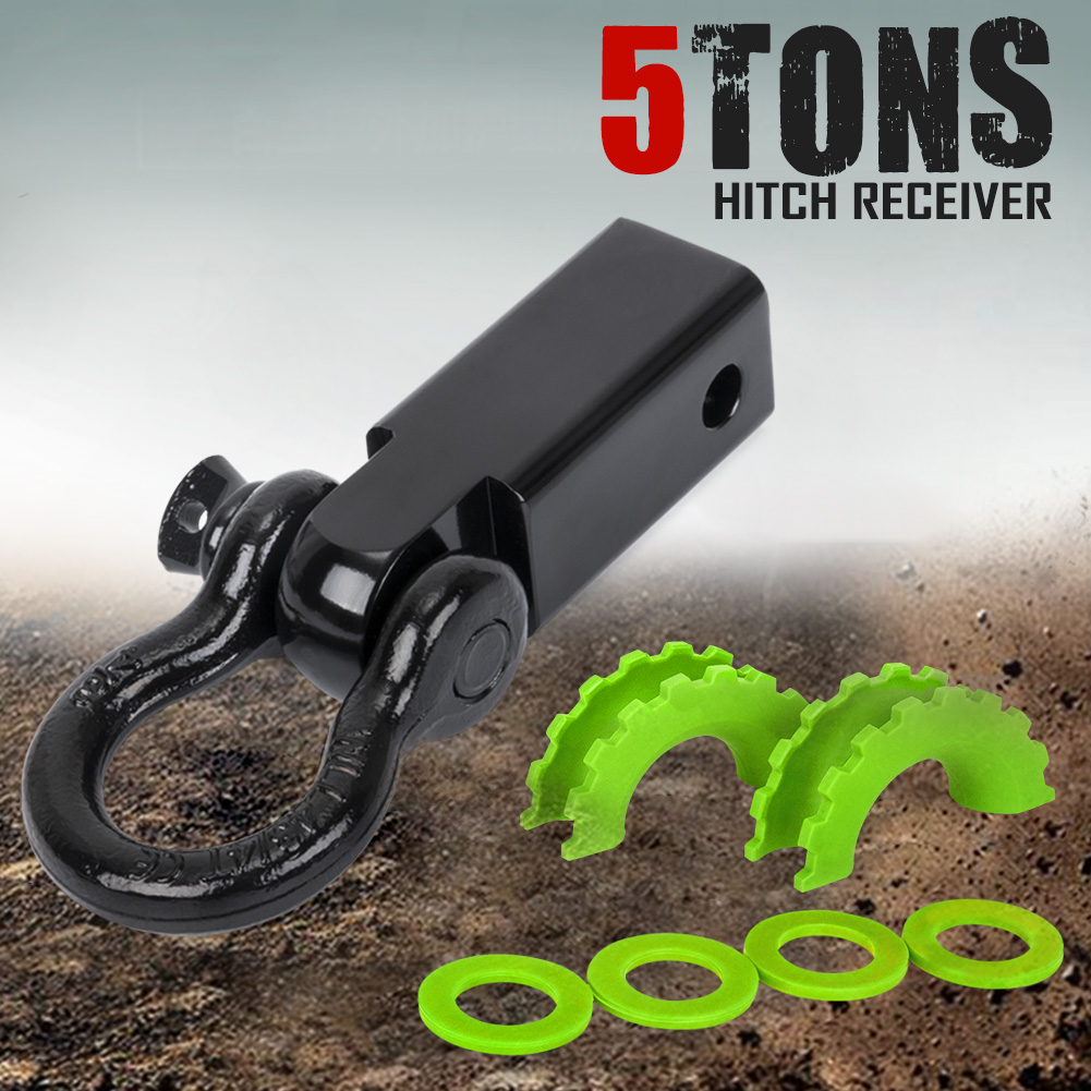 5T Hitch Receiver Black Tow Bar Recovery Bow Shackle 4X4 Off Road 4WD