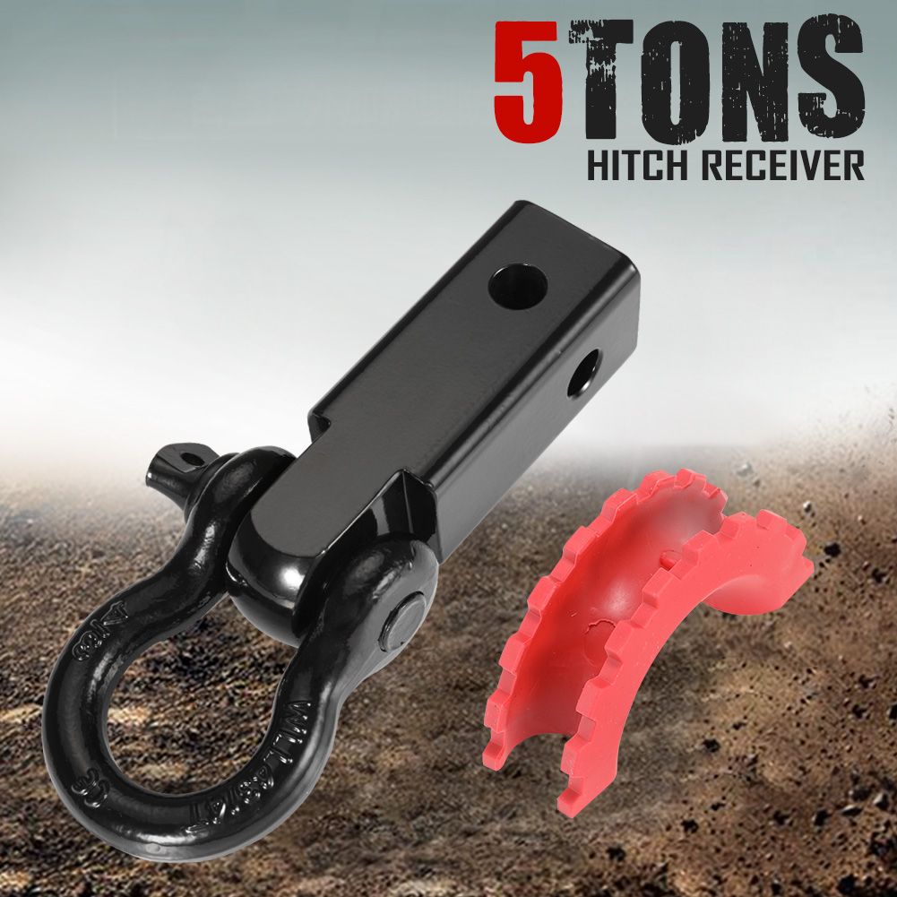 5T Hitch Receiver Black Tow Bar Recovery Bow Shackle 4X4 Off Road 4WD