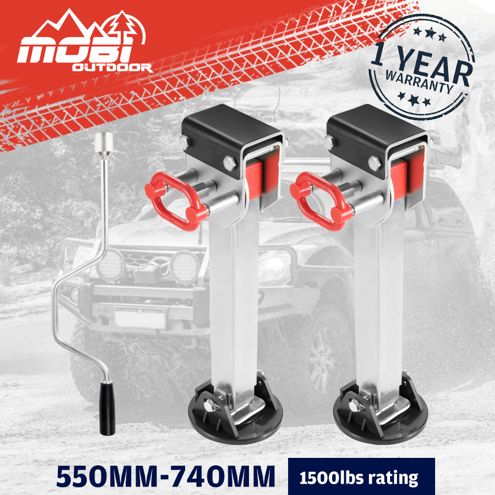 MOBI 550mm 1500LBS Drop Down Corner Legs Caravan Stabilizer Steel Legs