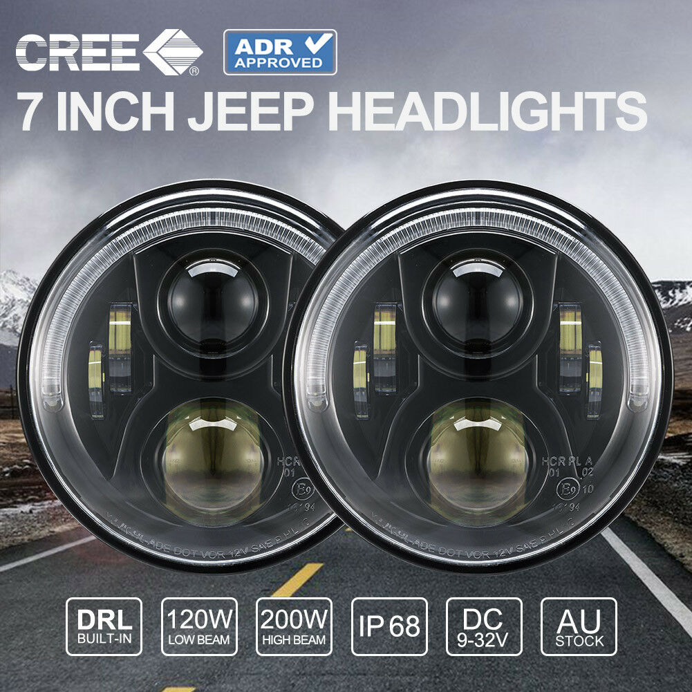 Pair 100W 7 inch CREE LED Headlights ADR Approved For Jeep Wrangler TJ