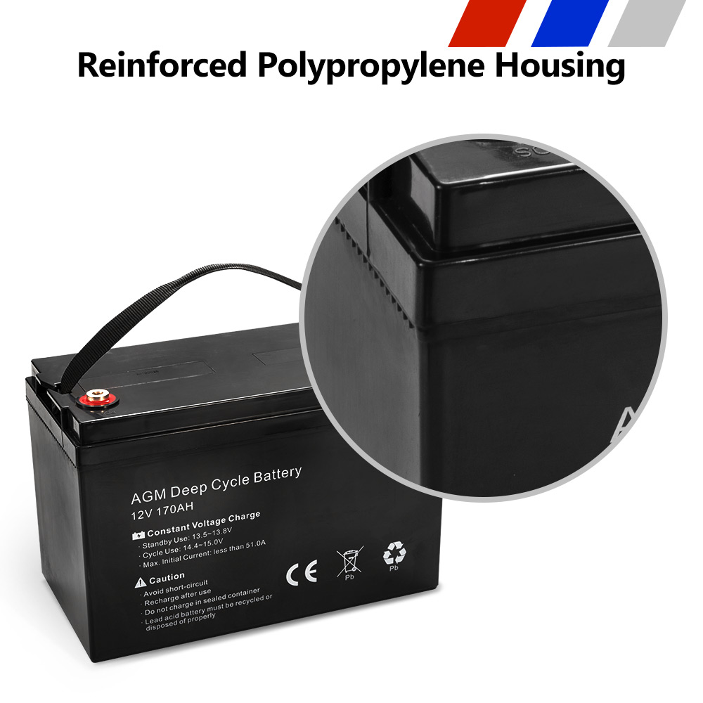 MOBI 170Ah AGM Deep Cycle Battery 12V SLA Solar Power Camping Marine