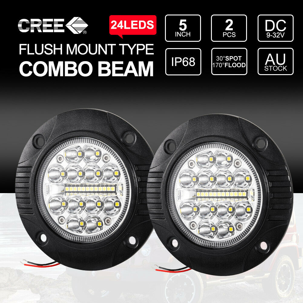 Pair 5 inch CREE Flush Mount LED Lights 12V 24V