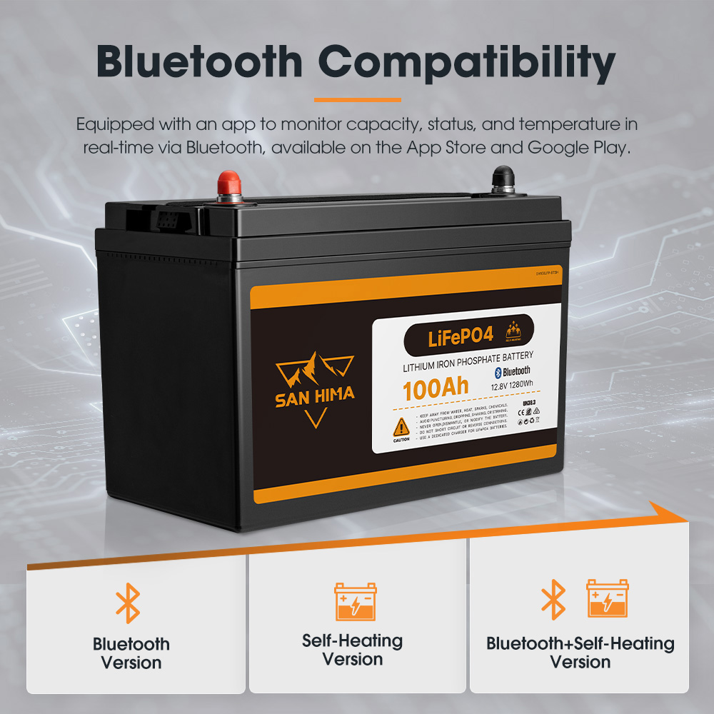 San Hima 12V 100Ah/200Ah Lithium Battery BMS LiFePO4 Self-heating w/ Bluetooth - Picture 26 of 41