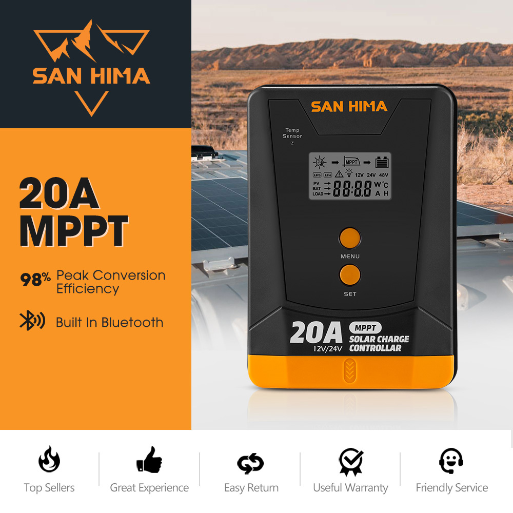 San Hima MPPT Solar Charge Controller 12V 24V Inbulit Bluetooth LCD Display - Picture 13 of 38