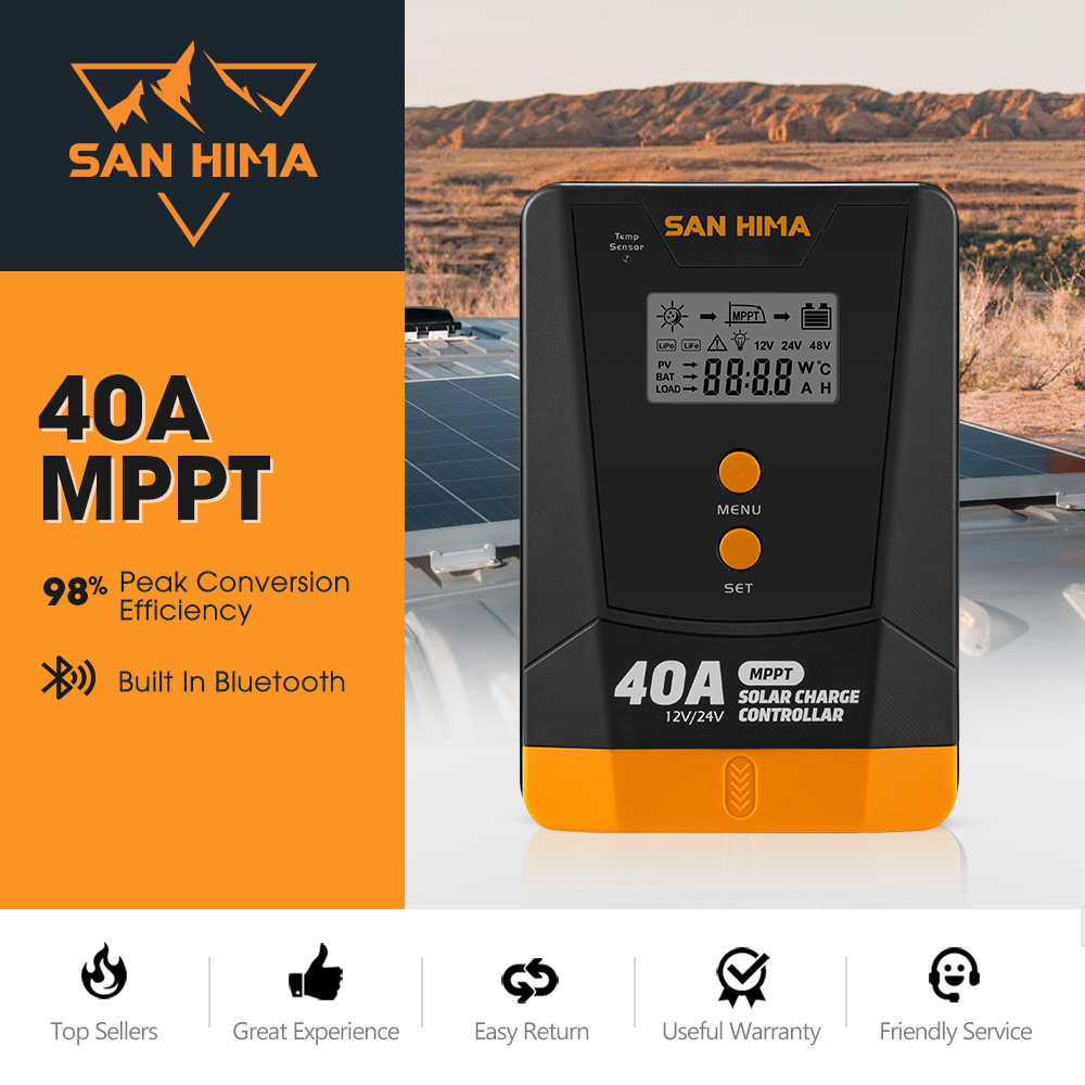 San Hima MPPT Solar Charge Controller 12V 24V Inbulit Bluetooth LCD Display - Picture 22 of 38