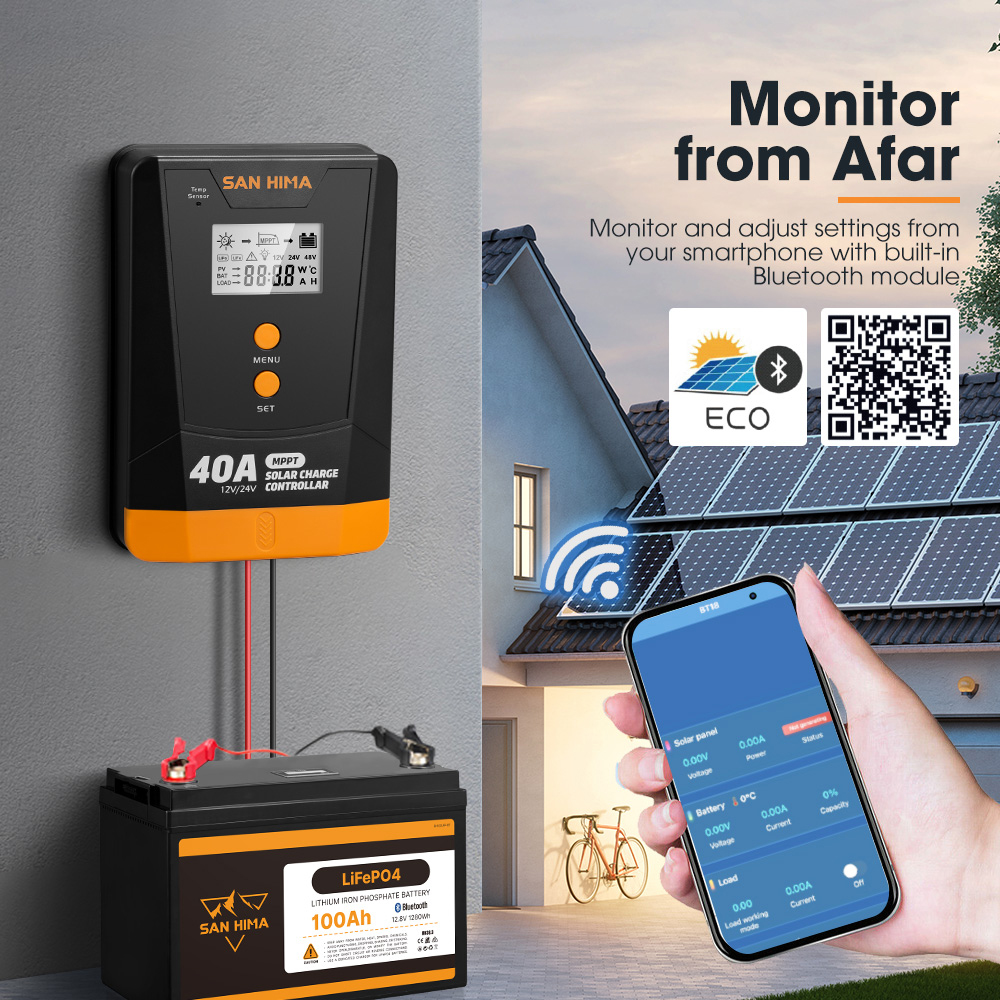 San Hima MPPT Solar Charge Controller 12V 24V Inbulit Bluetooth LCD Display - Picture 25 of 38