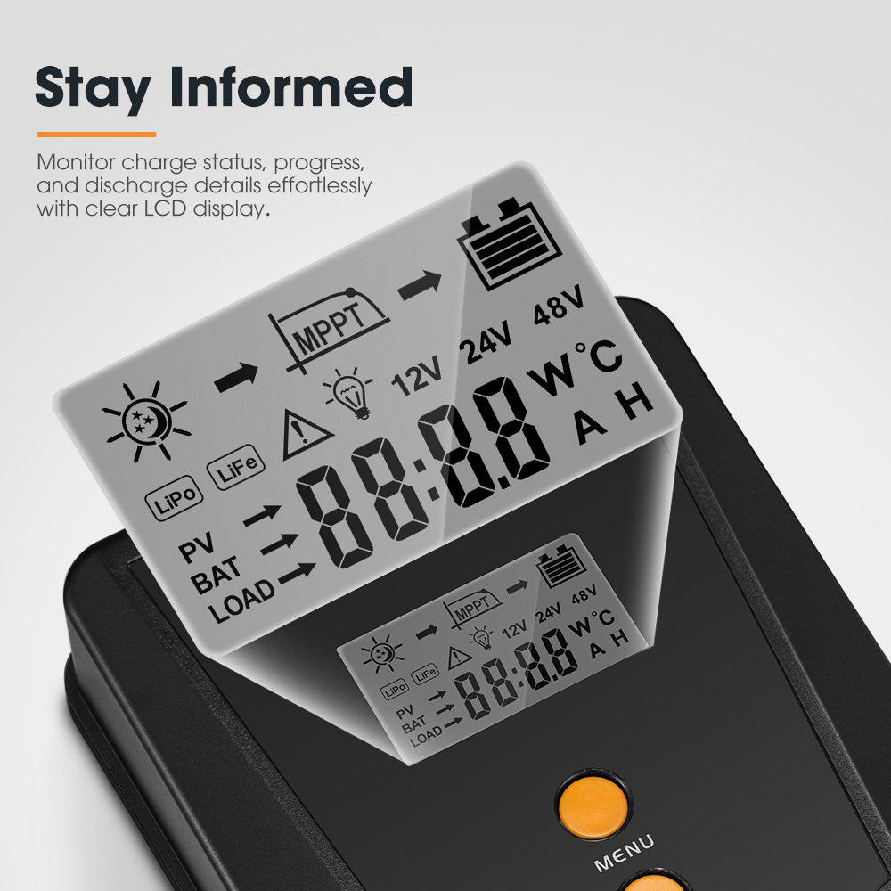 San Hima MPPT Solar Charge Controller 12V 24V Inbulit Bluetooth LCD Display - Picture 26 of 38