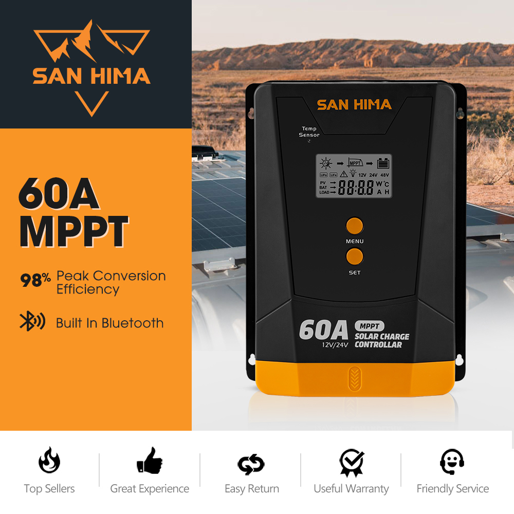 San Hima MPPT Solar Charge Controller 12V 24V Inbulit Bluetooth LCD Display - Picture 31 of 38