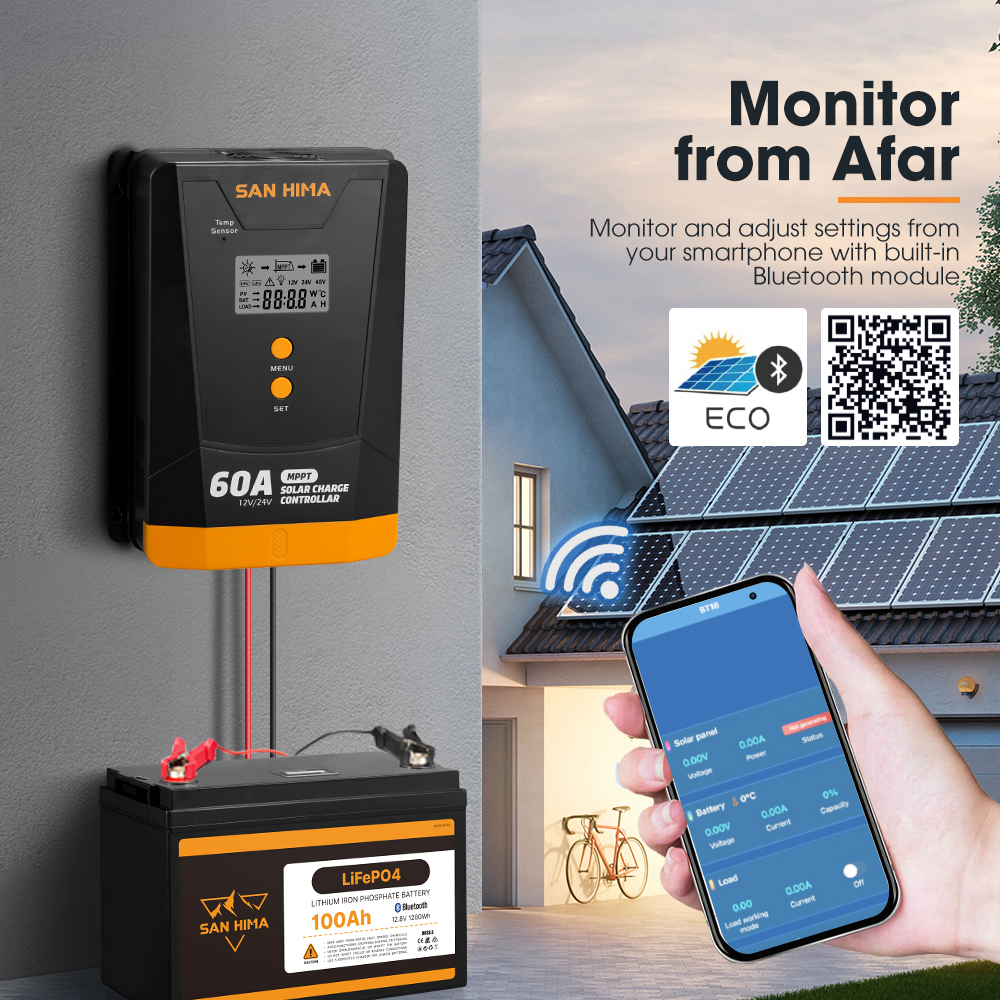 San Hima MPPT Solar Charge Controller 12V 24V Inbulit Bluetooth LCD Display - Picture 34 of 38