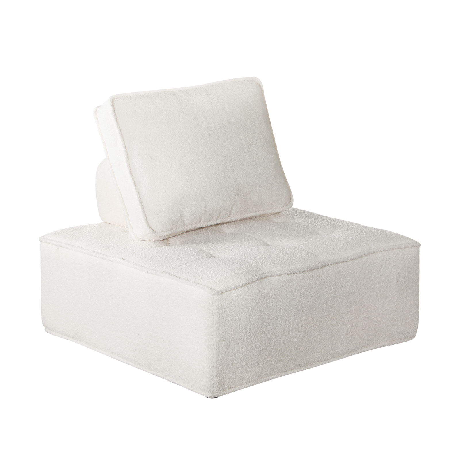 Oikiture 1-4PCS Modular Sofa Lounge Chair Armless TOFU Back Sherpa/Linen/PU - Picture 40 of 150