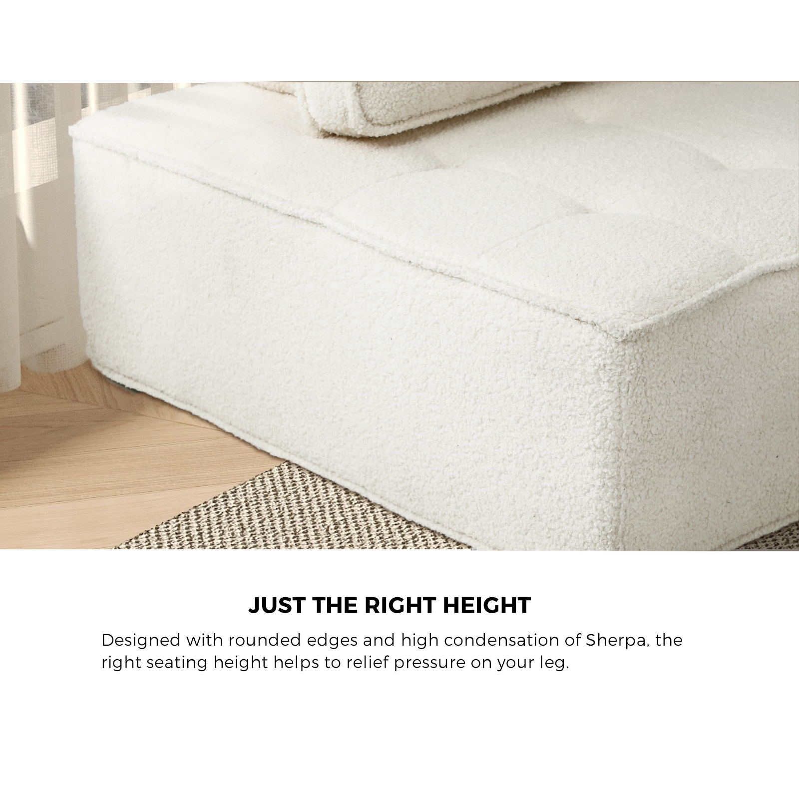 Oikiture 1-4PCS Modular Sofa Lounge Chair Armless TOFU Back Sherpa/Linen/PU - Picture 108 of 150