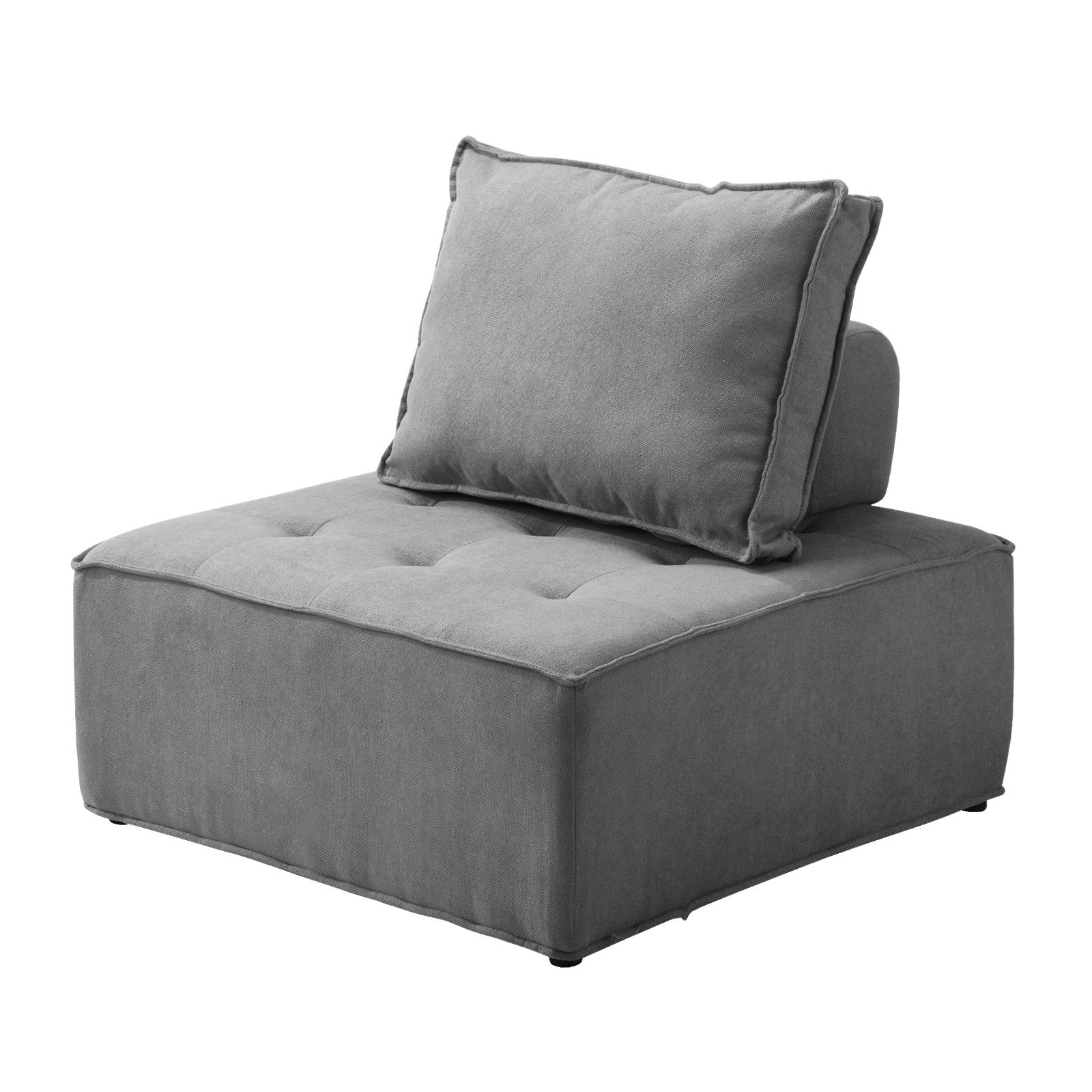 Oikiture 1-4PCS Modular Sofa Lounge Chair Armless TOFU Back Sherpa/Linen/PU - Picture 34 of 150