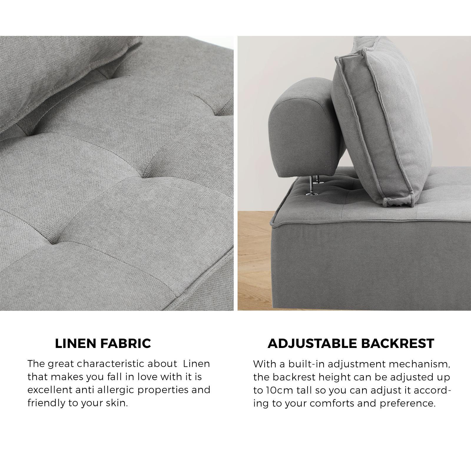 Oikiture 1-4PCS Modular Sofa Lounge Chair Armless TOFU Back Sherpa/Linen/PU - Picture 63 of 150