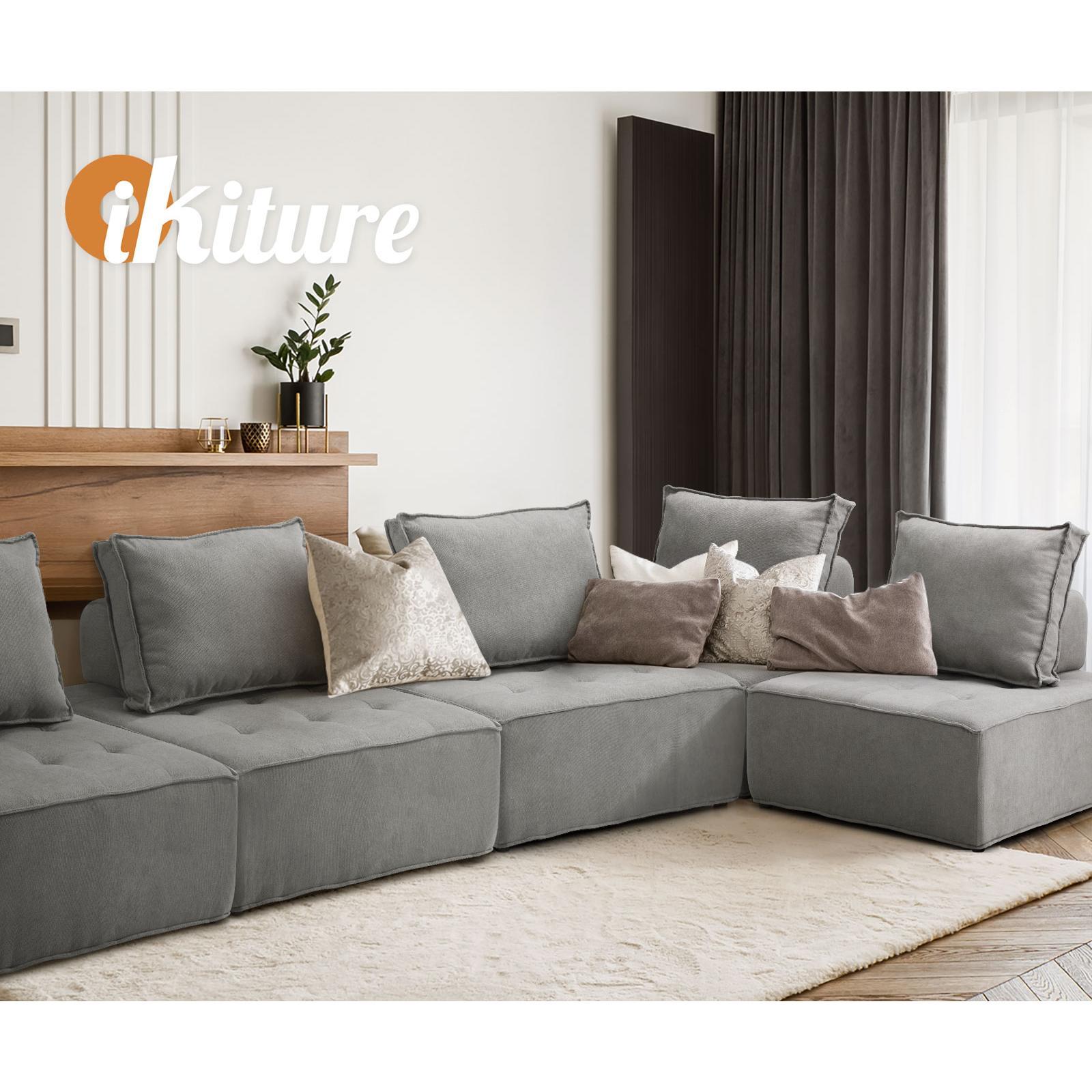 Oikiture 1-4PCS Modular Sofa Lounge Chair Armless TOFU Back Sherpa/Linen/PU - Picture 65 of 150