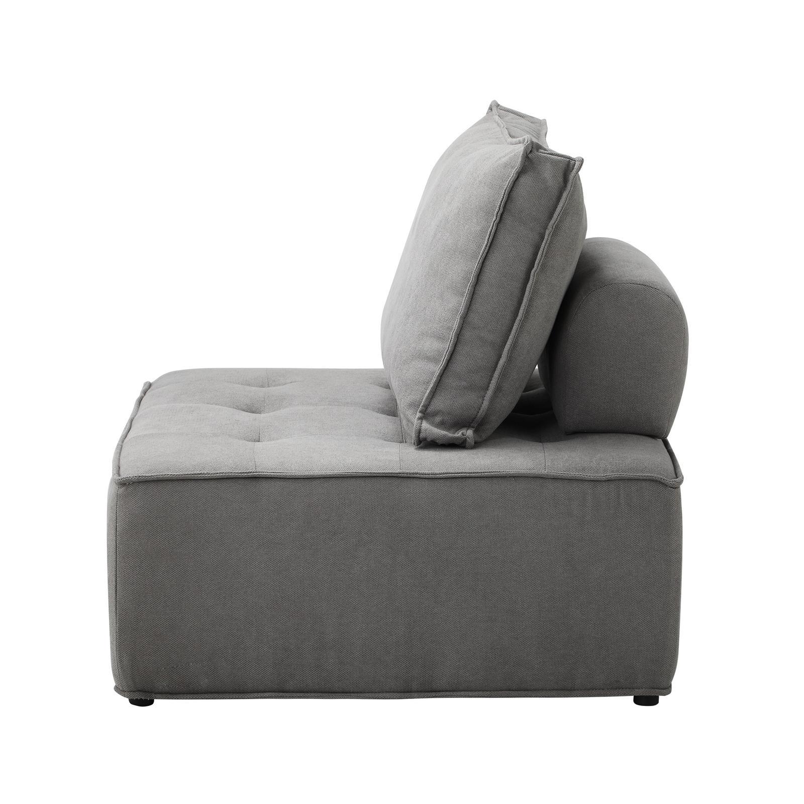 Oikiture 1-4PCS Modular Sofa Lounge Chair Armless TOFU Back Sherpa/Linen/PU - Picture 66 of 150
