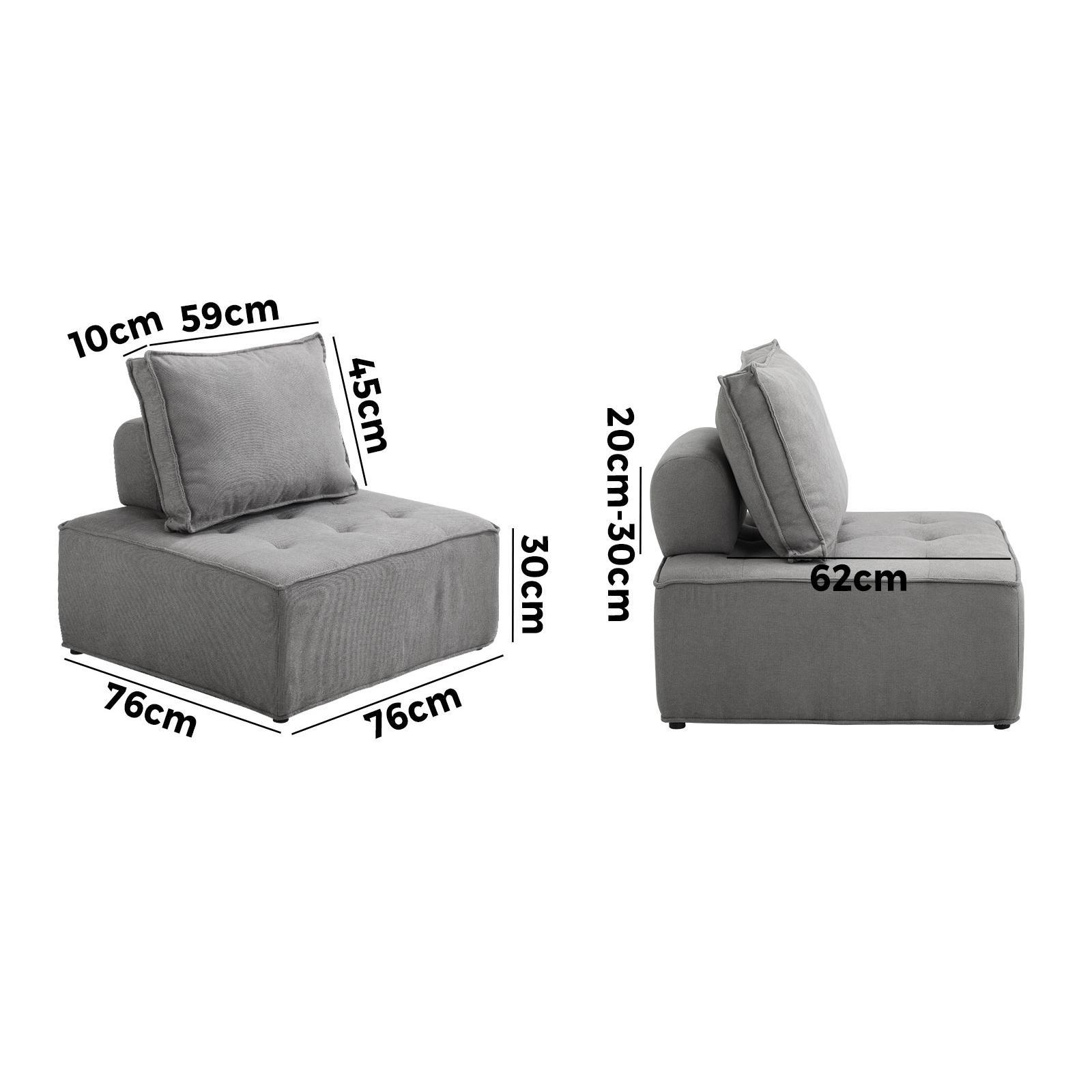 Oikiture 1-4PCS Modular Sofa Lounge Chair Armless TOFU Back Sherpa/Linen/PU - Picture 69 of 150