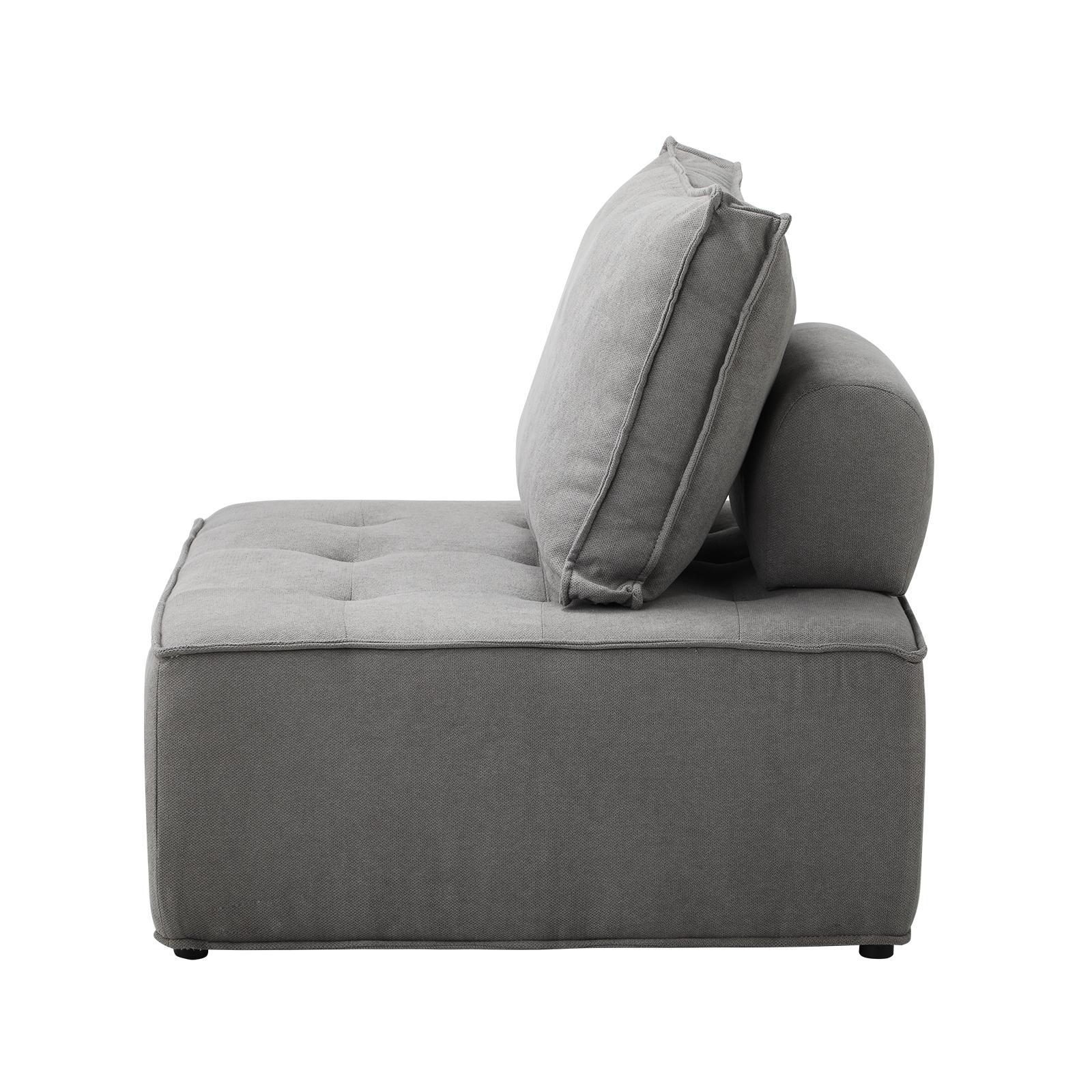 Oikiture 1-4PCS Modular Sofa Lounge Chair Armless TOFU Back Sherpa/Linen/PU - Picture 101 of 150