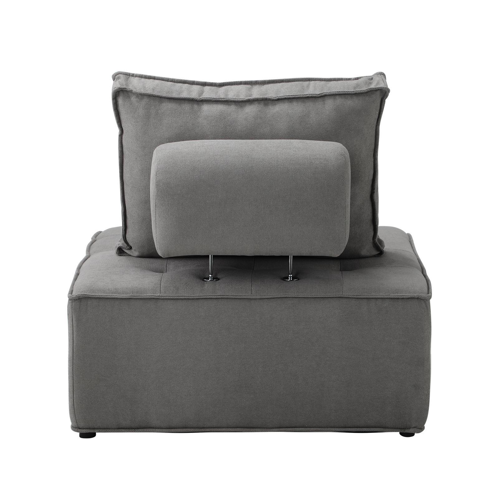 Oikiture 1-4PCS Modular Sofa Lounge Chair Armless TOFU Back Sherpa/Linen/PU - Picture 102 of 150