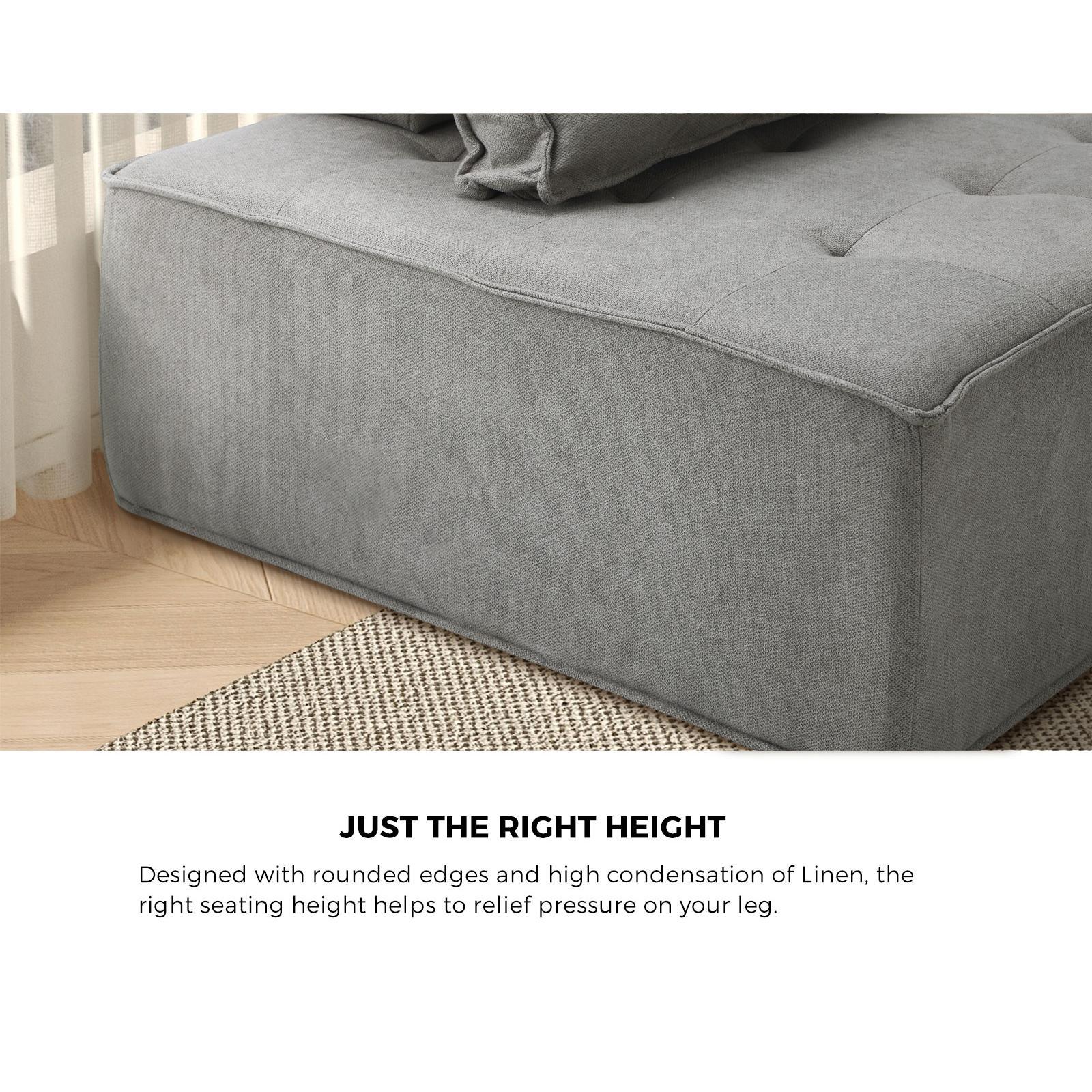 Oikiture 1-4PCS Modular Sofa Lounge Chair Armless TOFU Back Sherpa/Linen/PU - Picture 134 of 150