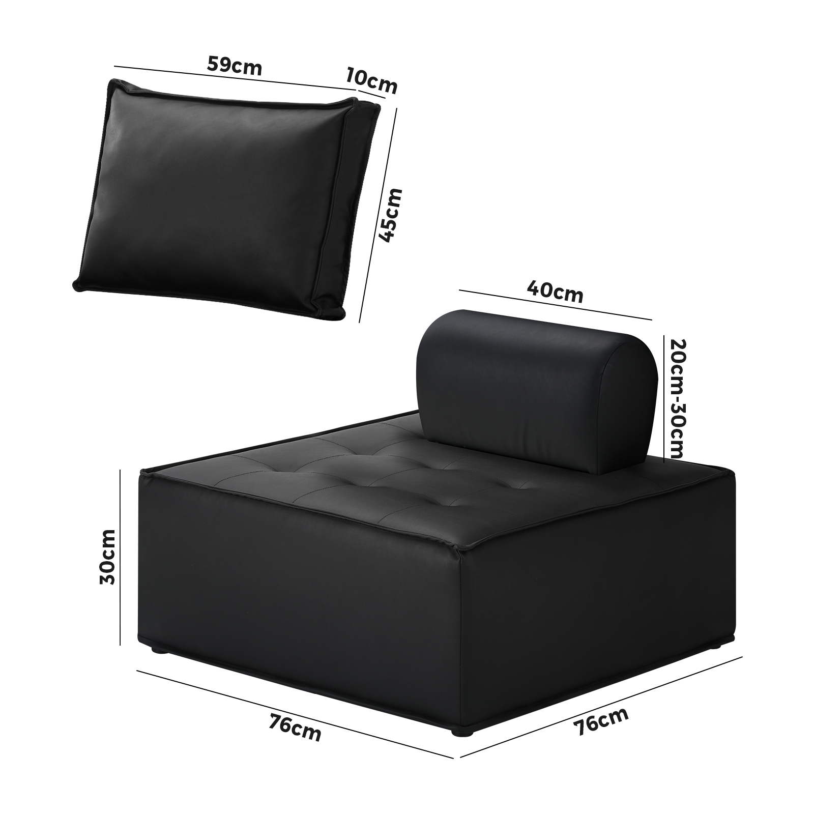 Oikiture 1-4PCS Modular Sofa Lounge Chair Armless TOFU Back Sherpa/Linen/PU - Picture 52 of 150