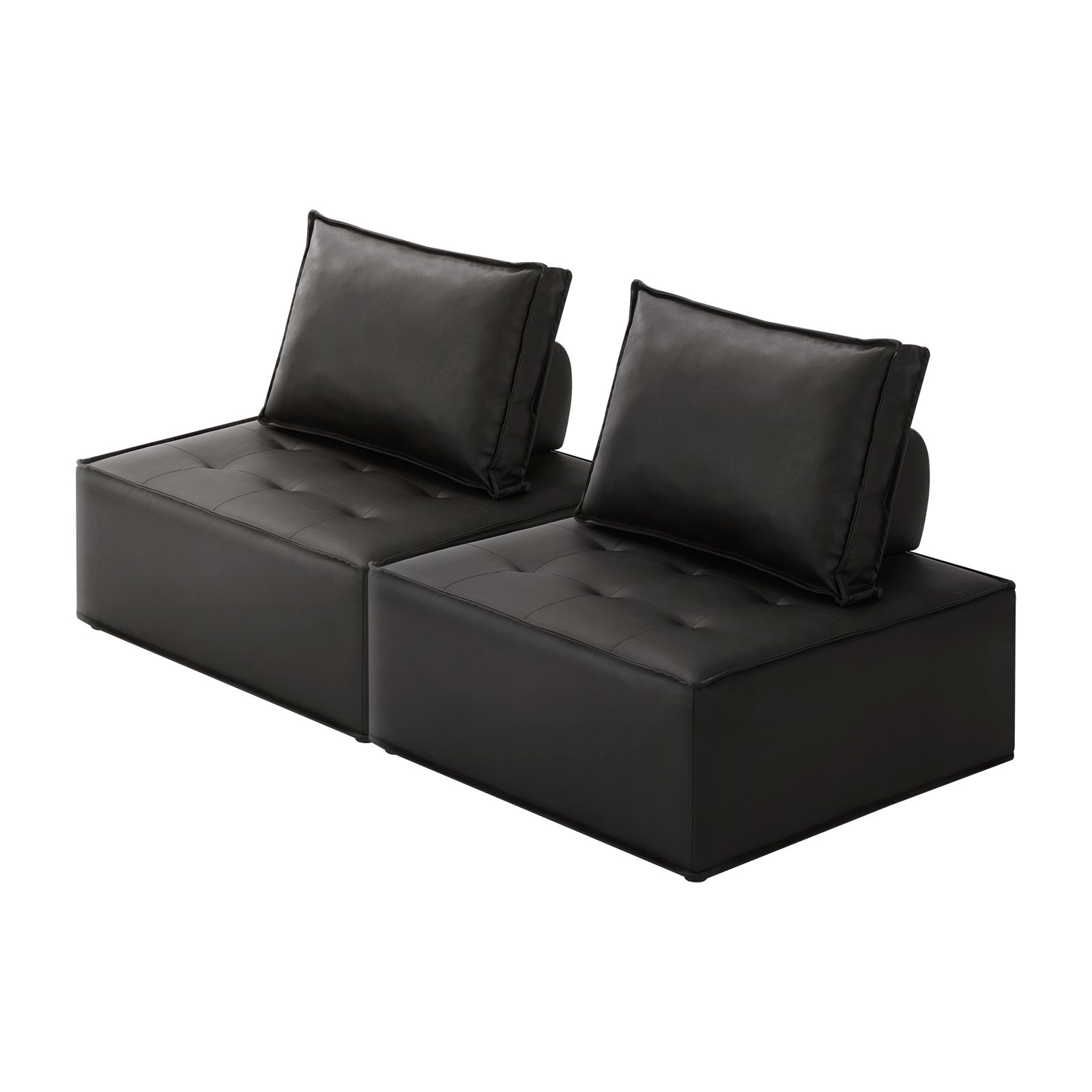Oikiture 1-4PCS Modular Sofa Lounge Chair Armless TOFU Back Sherpa/Linen/PU - Picture 51 of 150