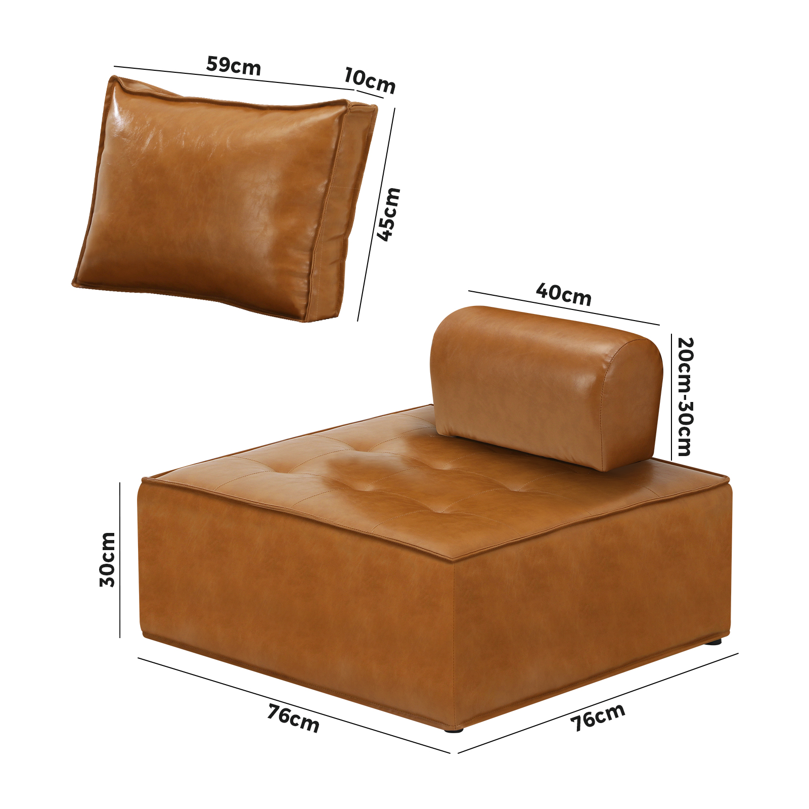 Oikiture 1-4PCS Modular Sofa Lounge Chair Armless TOFU Back Sherpa/Linen/PU - Picture 25 of 150