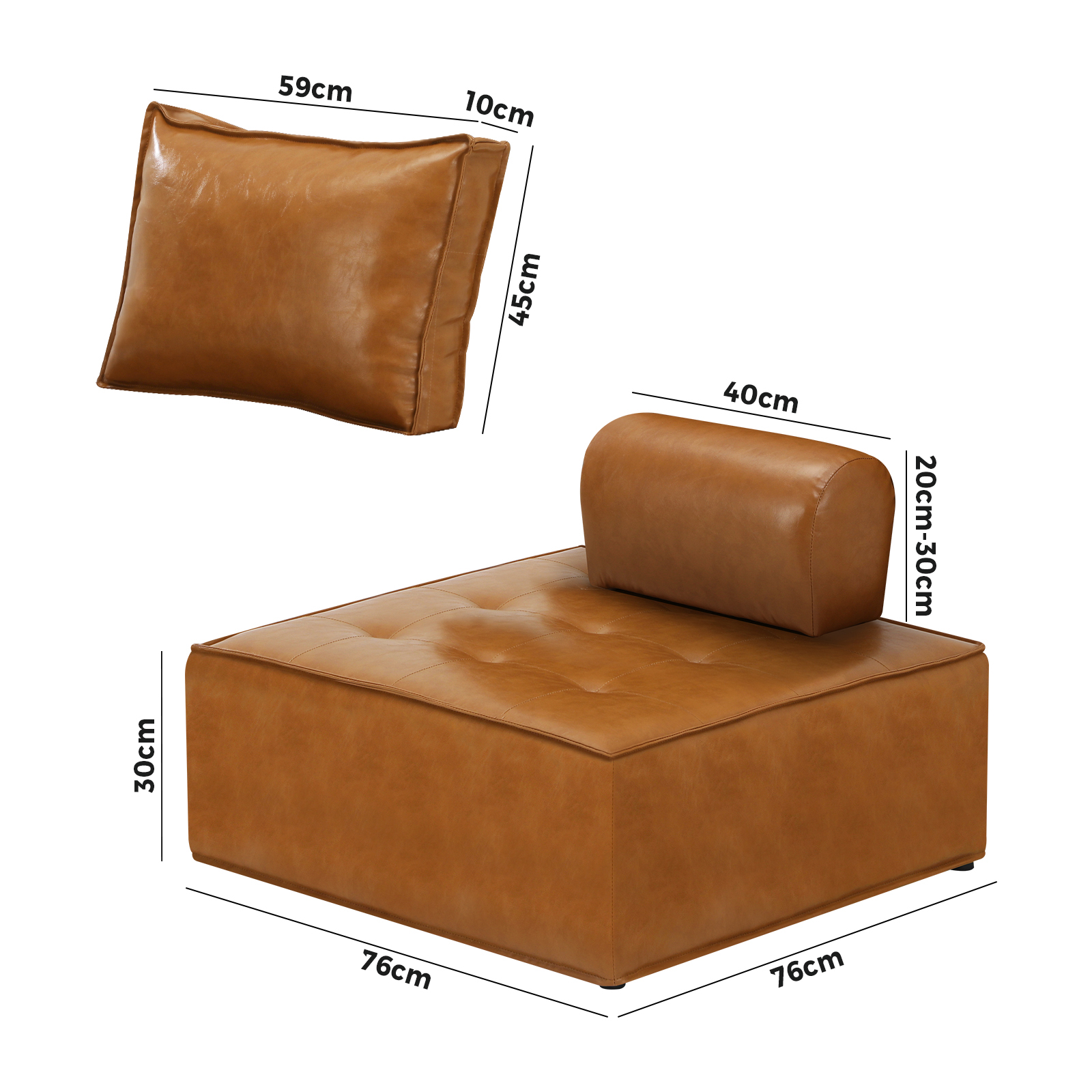Oikiture 1-4PCS Modular Sofa Lounge Chair Armless TOFU Back Sherpa/Linen/PU - Picture 94 of 150