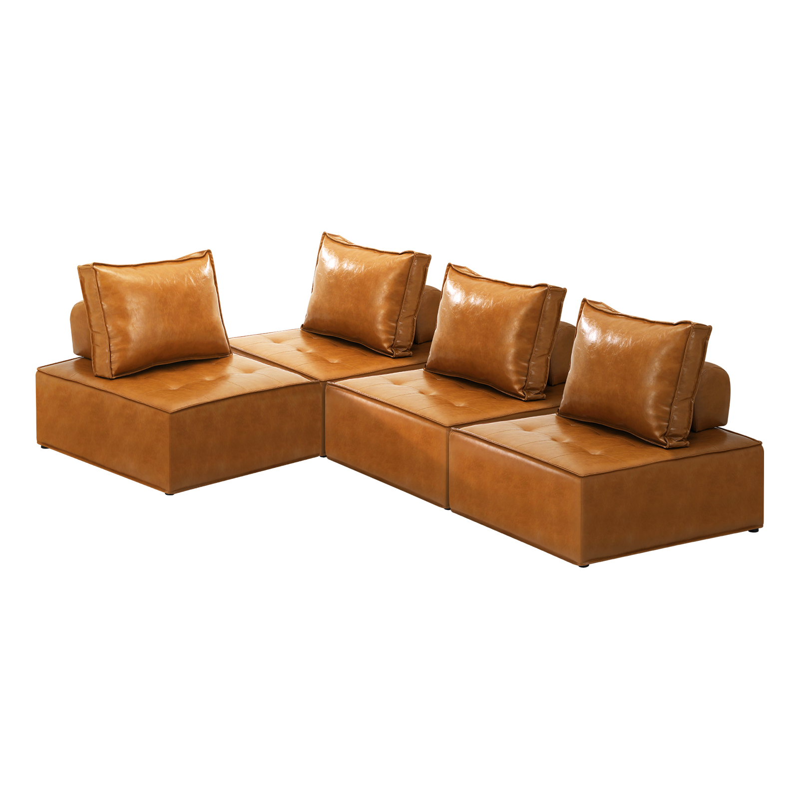 Oikiture 1-4PCS Modular Sofa Lounge Chair Armless TOFU Back Sherpa/Linen/PU - Picture 128 of 150