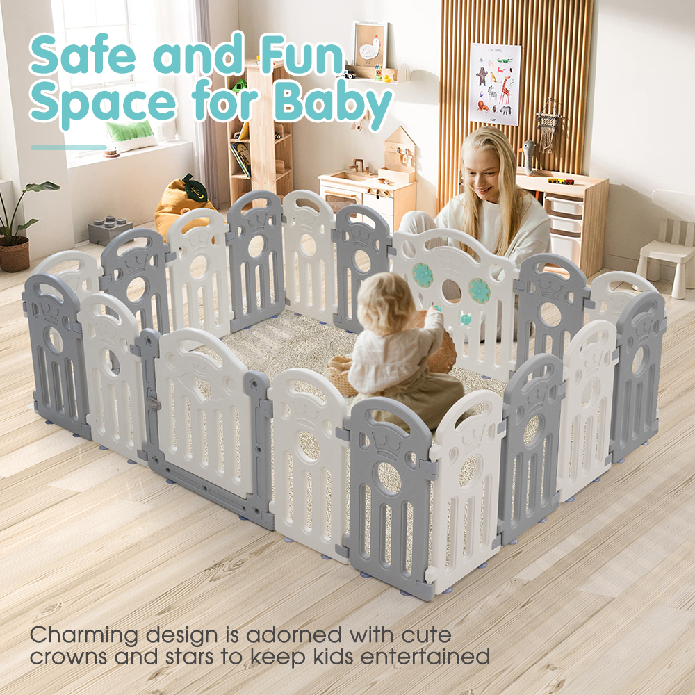 Playpals Kids Playpen Baby Safety Gate Toddler Fence Child Play 18/22/24 Panels - Picture 36 of 48