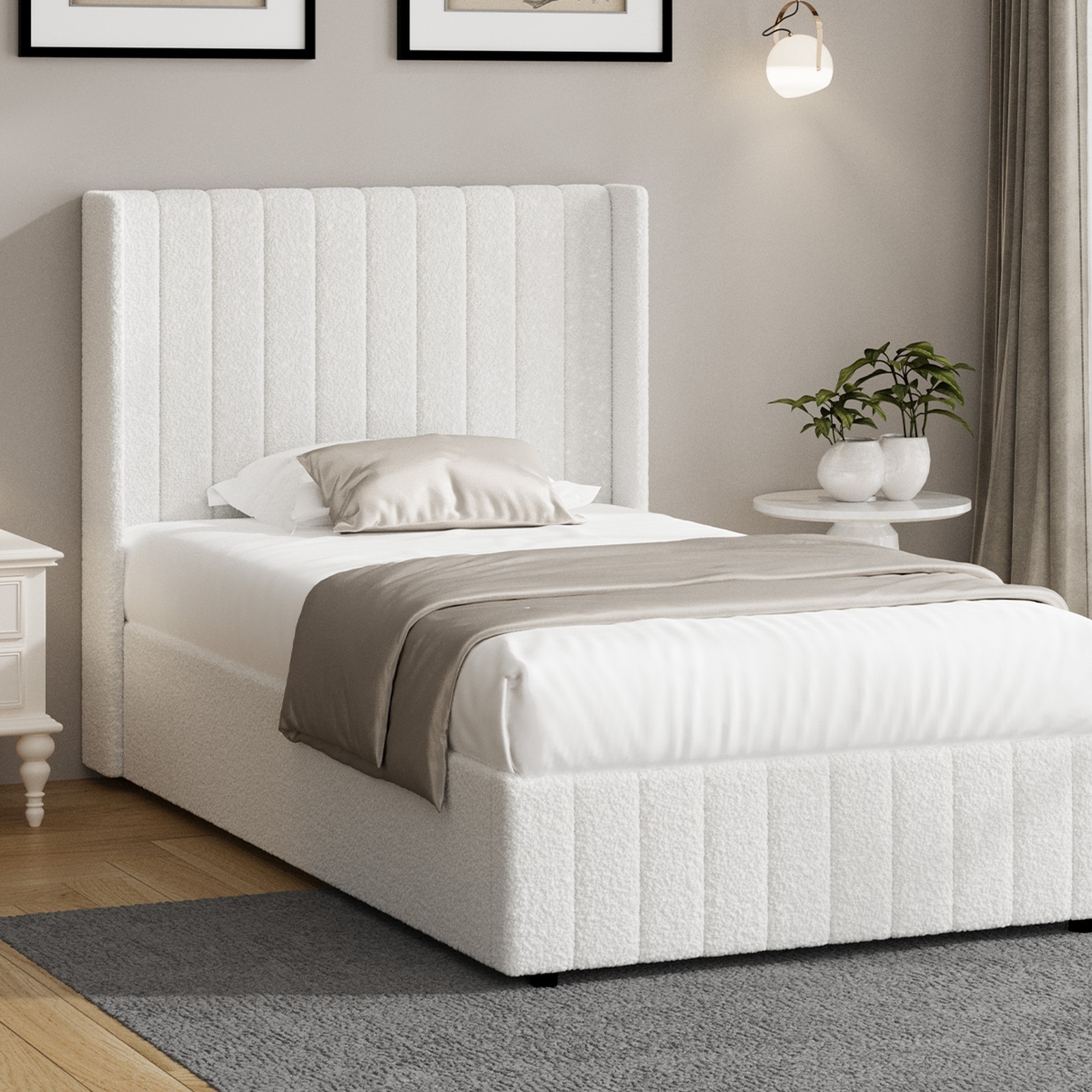 Oikiture Bed Frame Queen Double King Single Gas Lift Base with Storage Boucle - Picture 24 of 35
