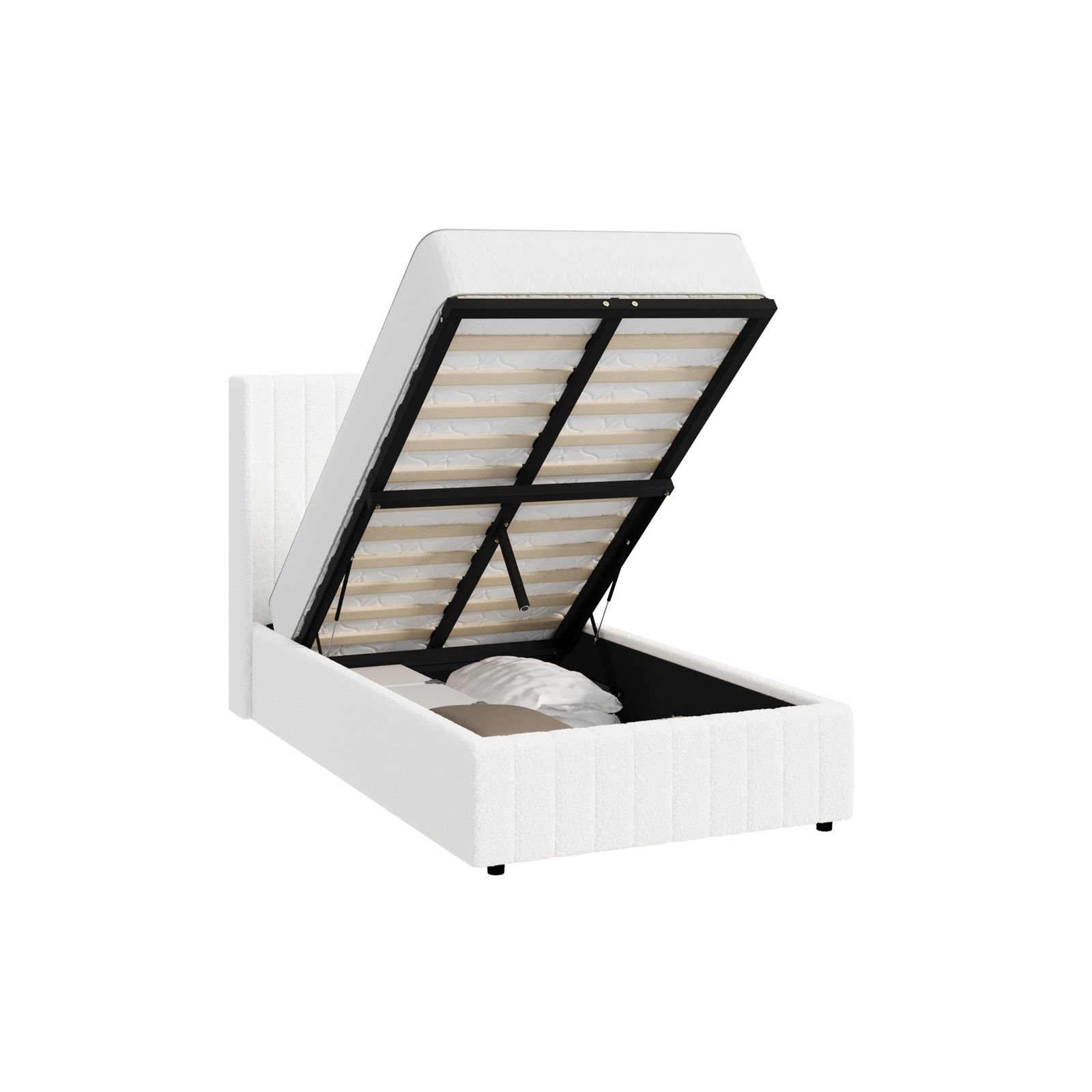 Oikiture Bed Frame Queen Double King Single Gas Lift Base with Storage Boucle - Picture 28 of 35