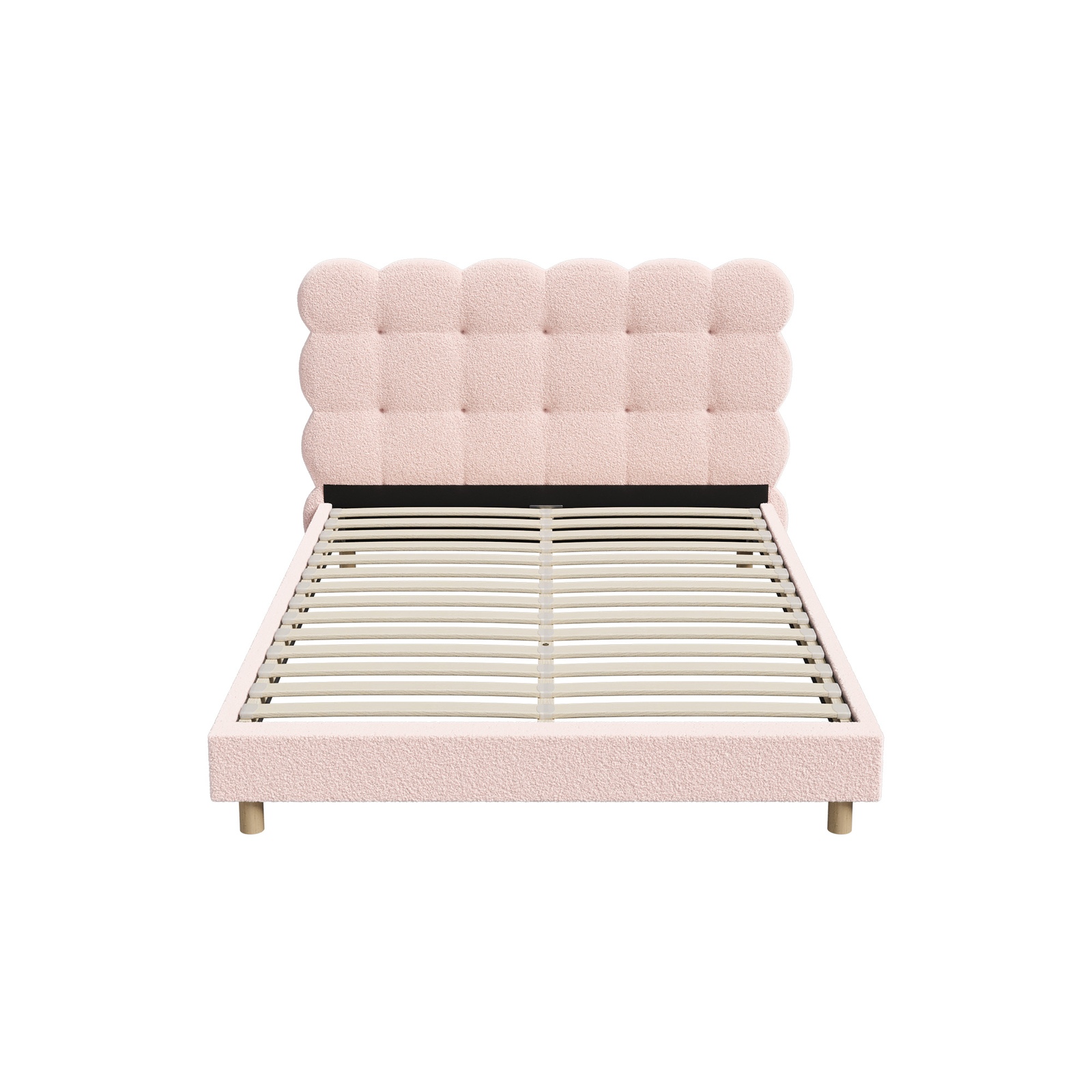 Oikiture Bed Frame Queen Double King Single Tufted Bedhead Boucle Fabric Pink - Picture 10 of 40