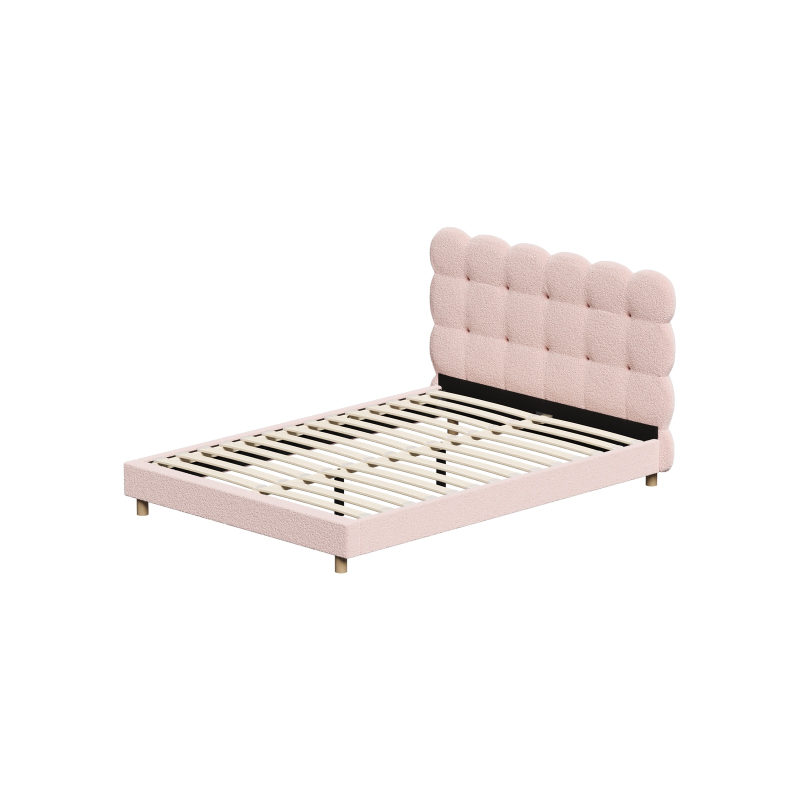Oikiture Bed Frame Queen Double King Single Tufted Bedhead Boucle Fabric Pink - Picture 11 of 40