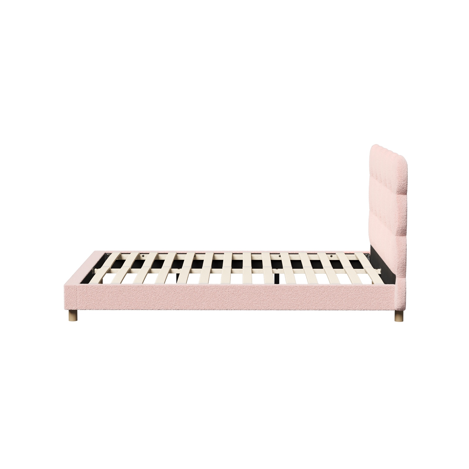 Oikiture Bed Frame Queen Double King Single Tufted Bedhead Boucle Fabric Pink - Picture 12 of 40