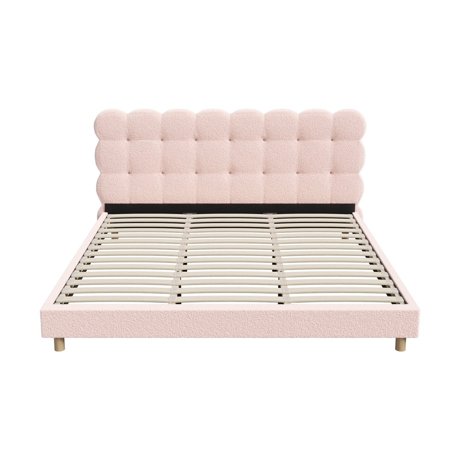 Oikiture Bed Frame Queen Double King Single Tufted Bedhead Boucle Fabric Pink - Picture 16 of 40
