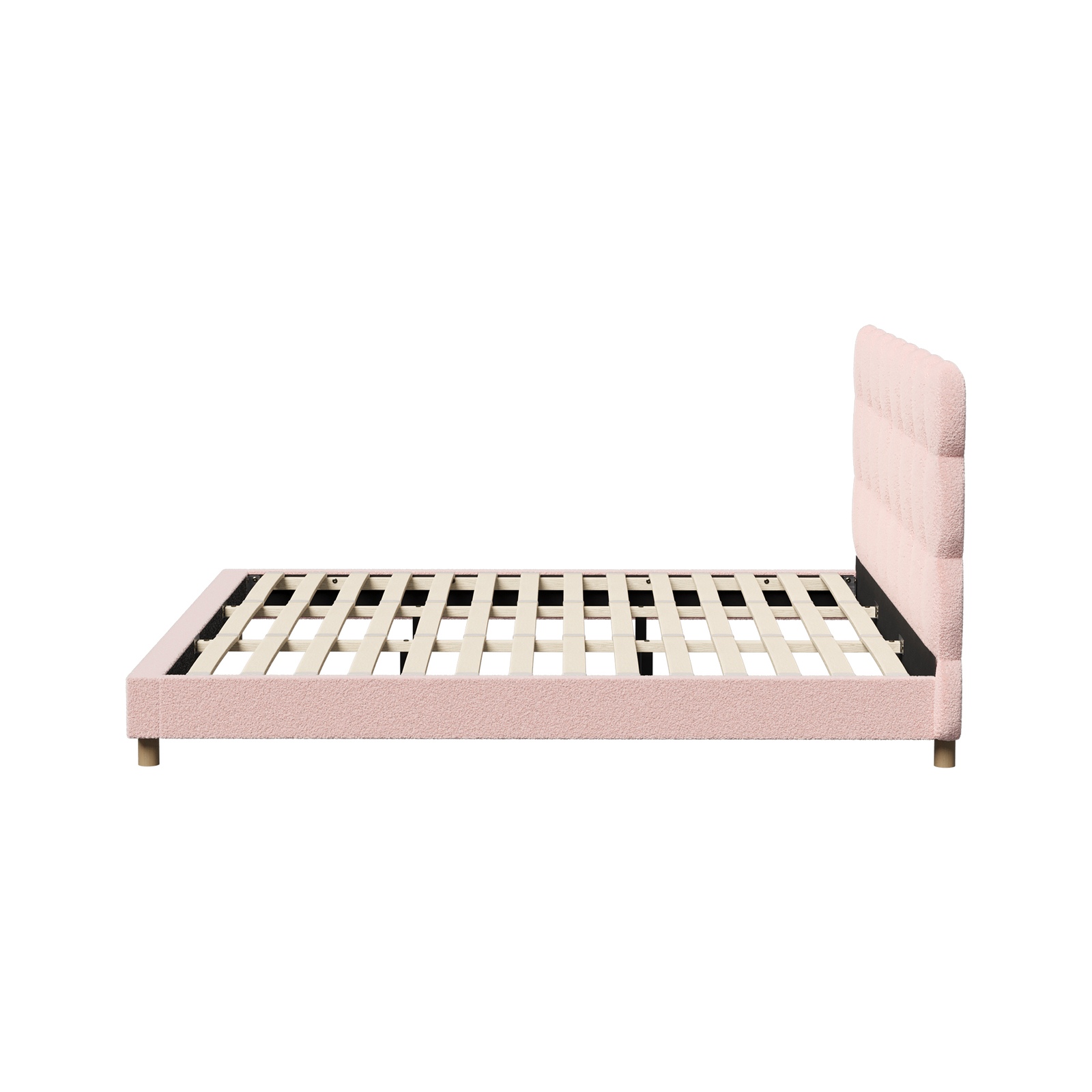 Oikiture Bed Frame Queen Double King Single Tufted Bedhead Boucle Fabric Pink - Picture 18 of 40