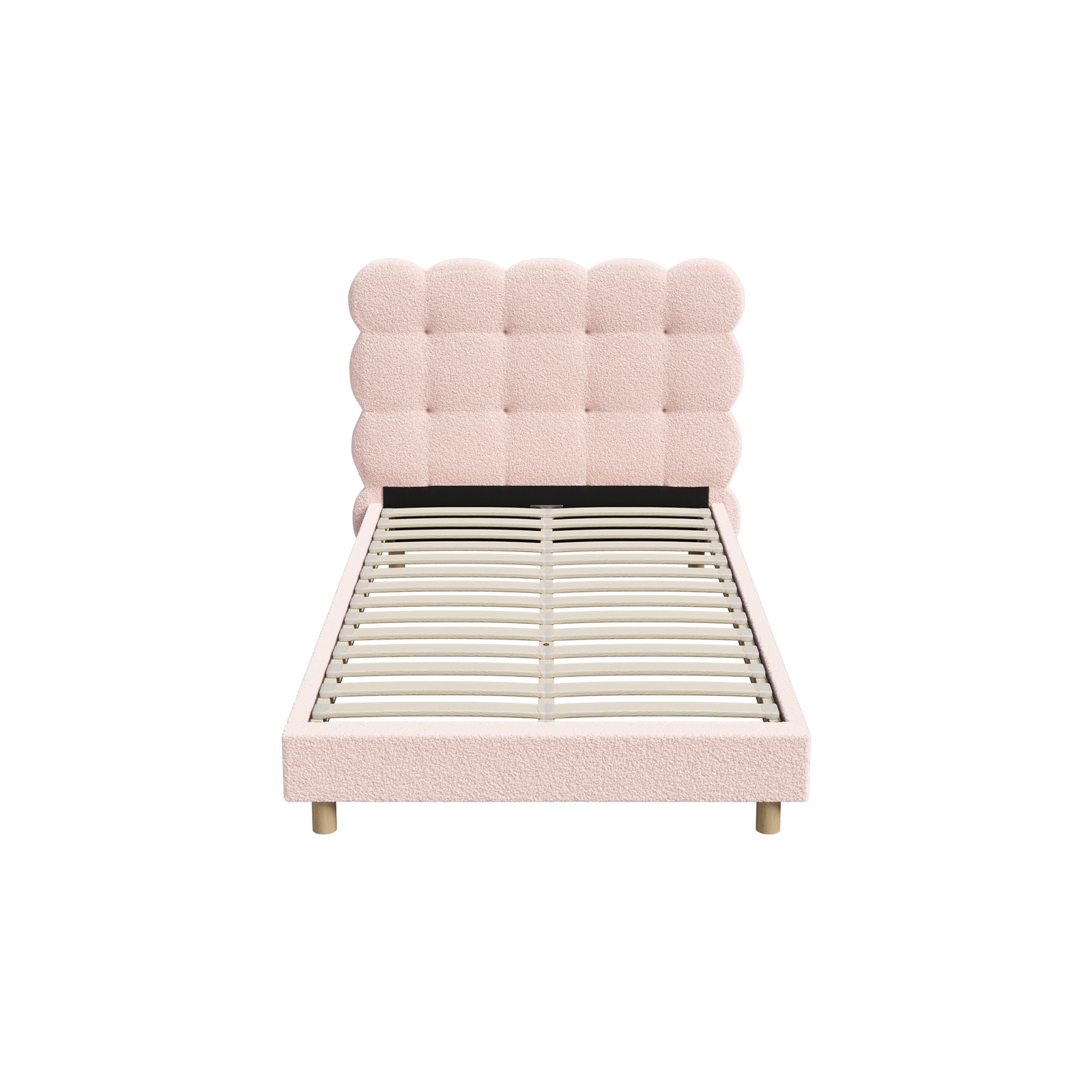 Oikiture Bed Frame Queen Double King Single Tufted Bedhead Boucle Fabric Pink - Picture 23 of 40