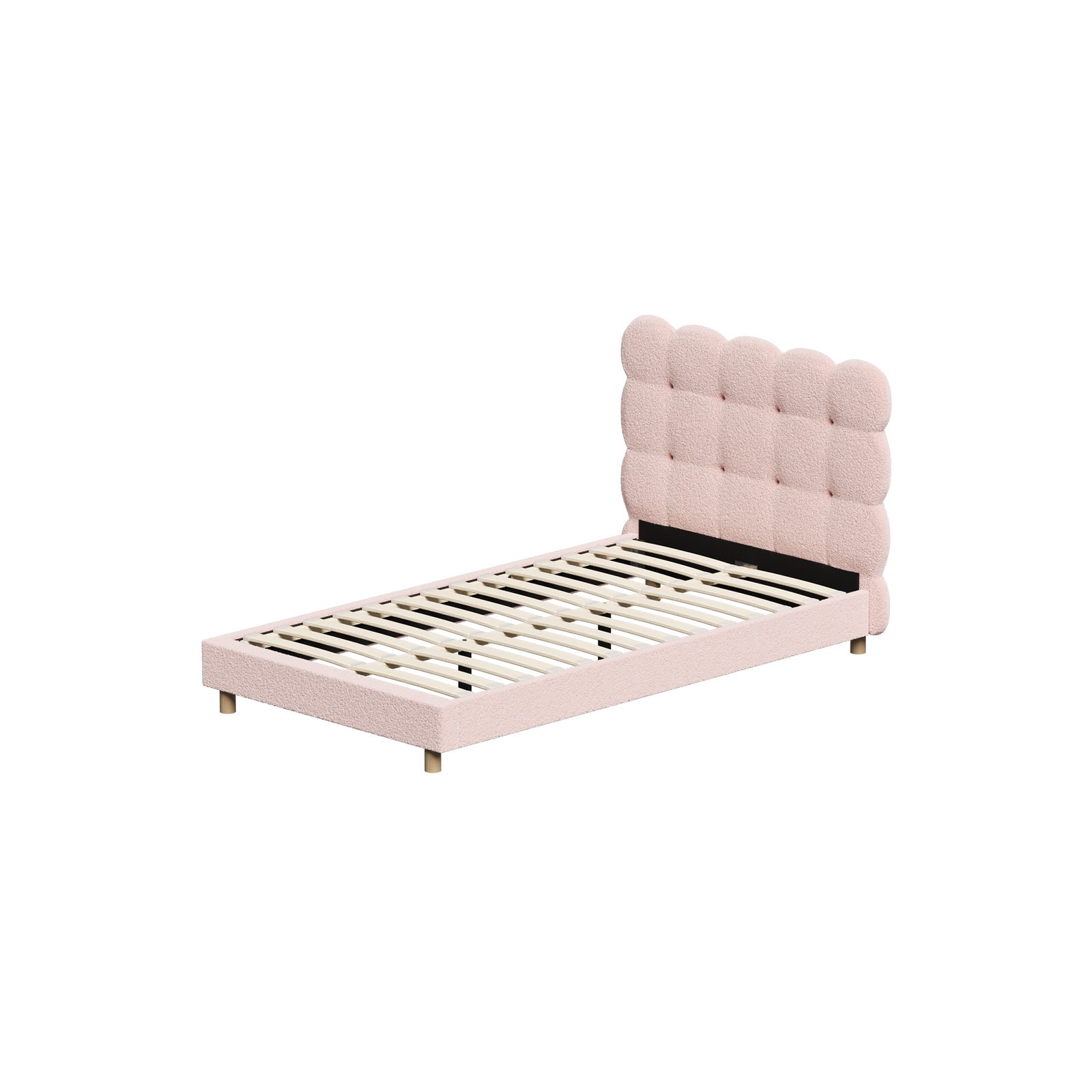 Oikiture Bed Frame Queen Double King Single Tufted Bedhead Boucle Fabric Pink - Picture 24 of 40